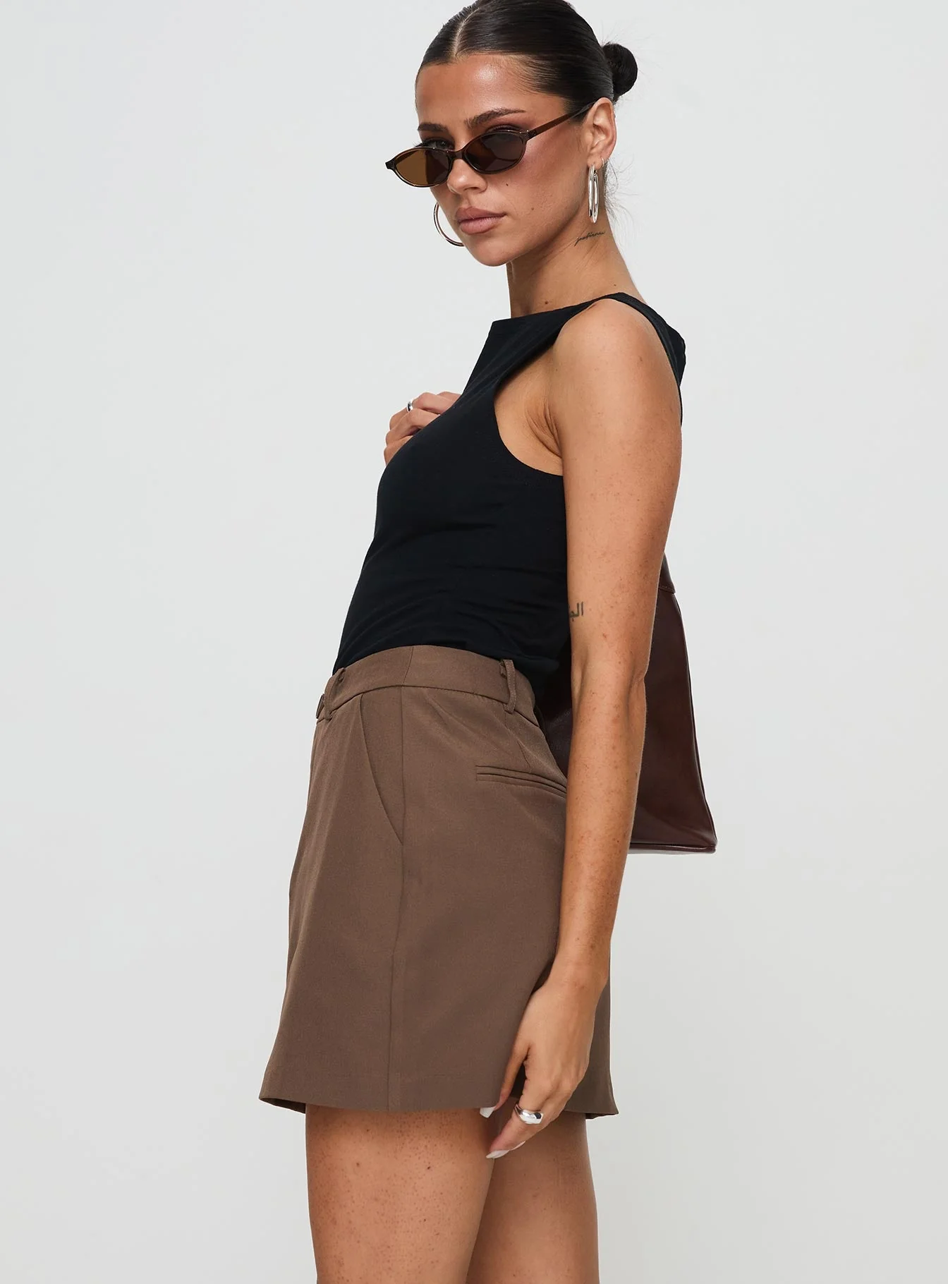 Sabyna Tailored Mini Skirt Brown - Image 4