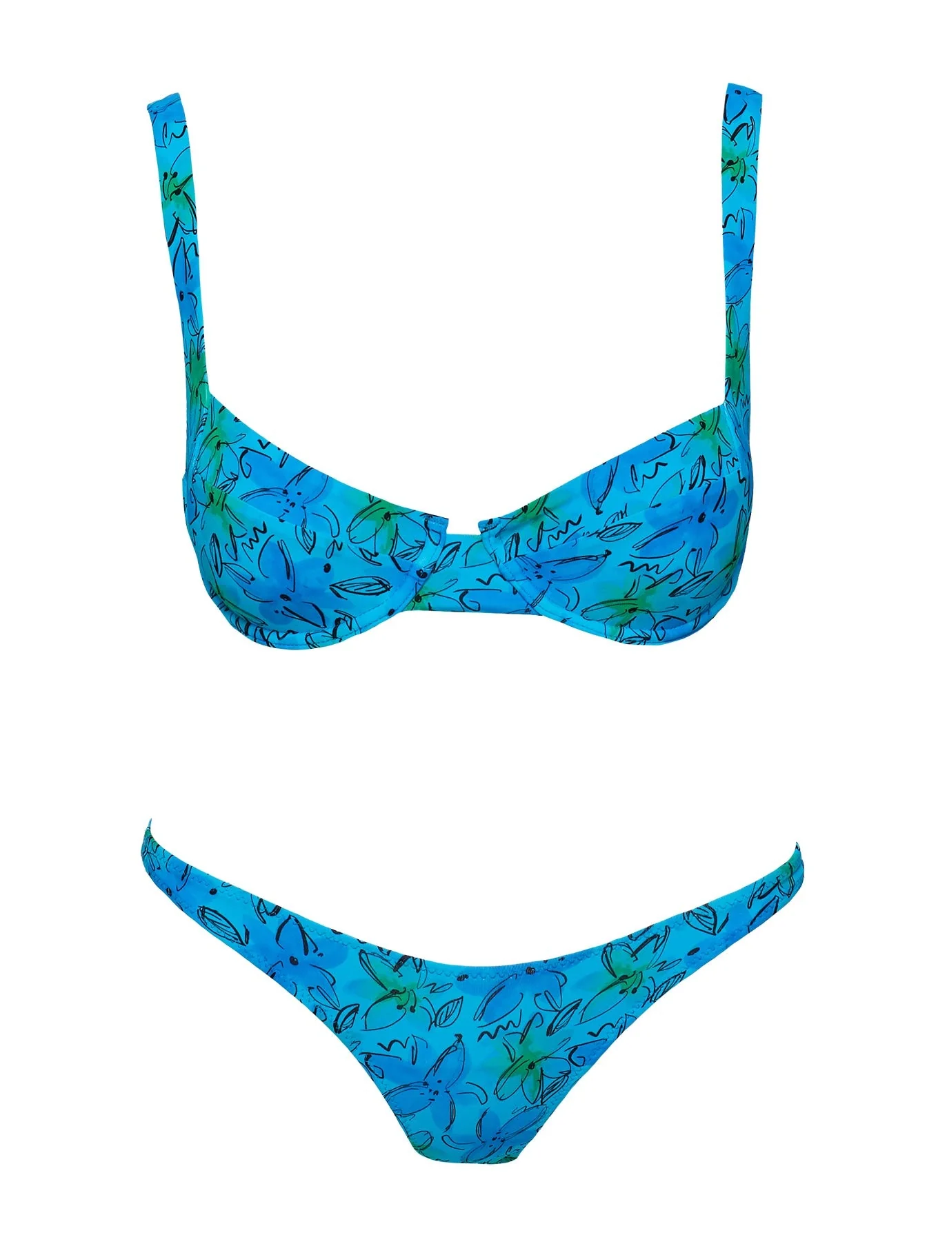 Sadley High Cut Shine Bikini Bottoms Blue Floral - Image 5
