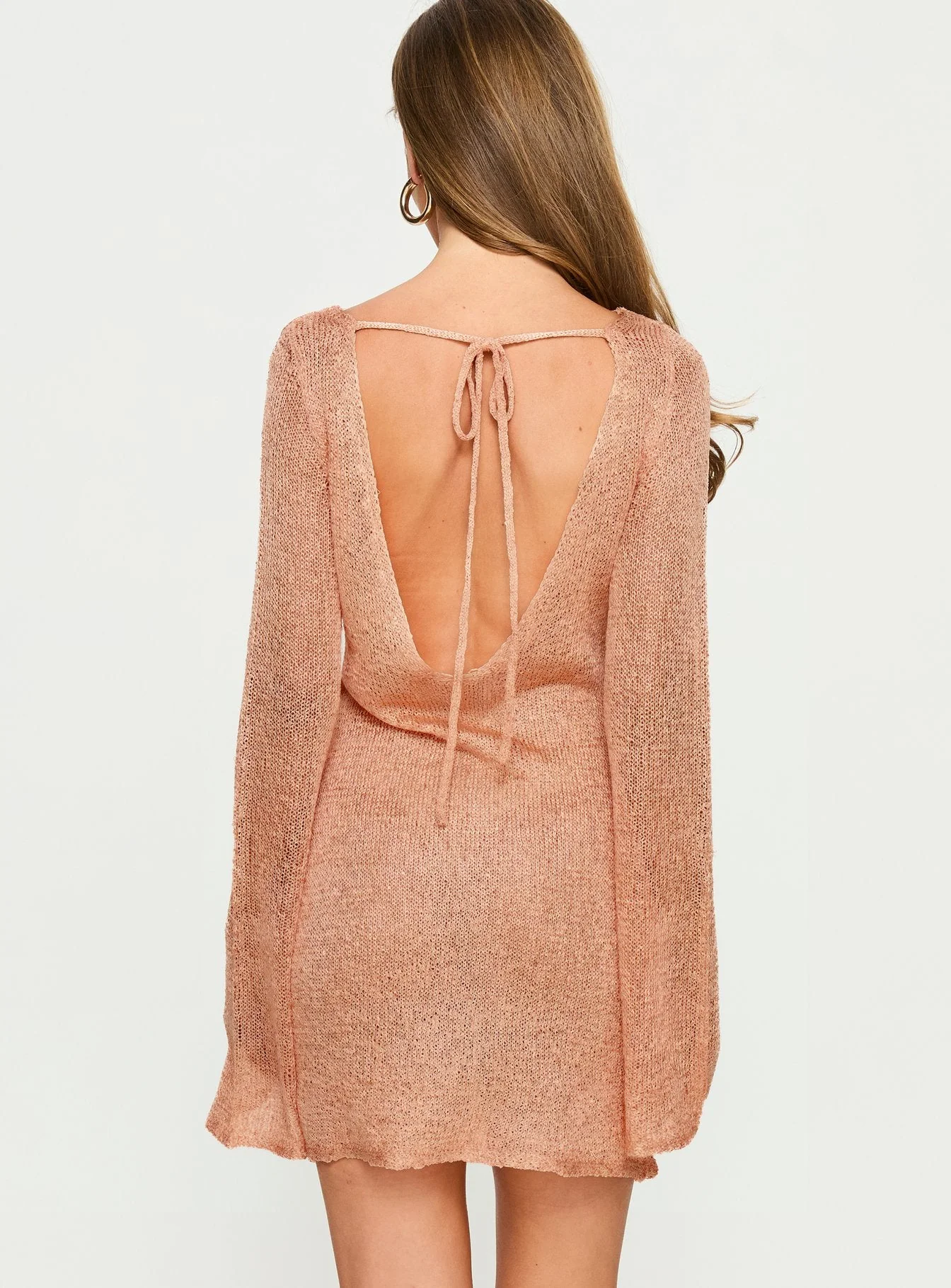 Saidee Long Sleeve Knit Mini Dress Orange - Image 5
