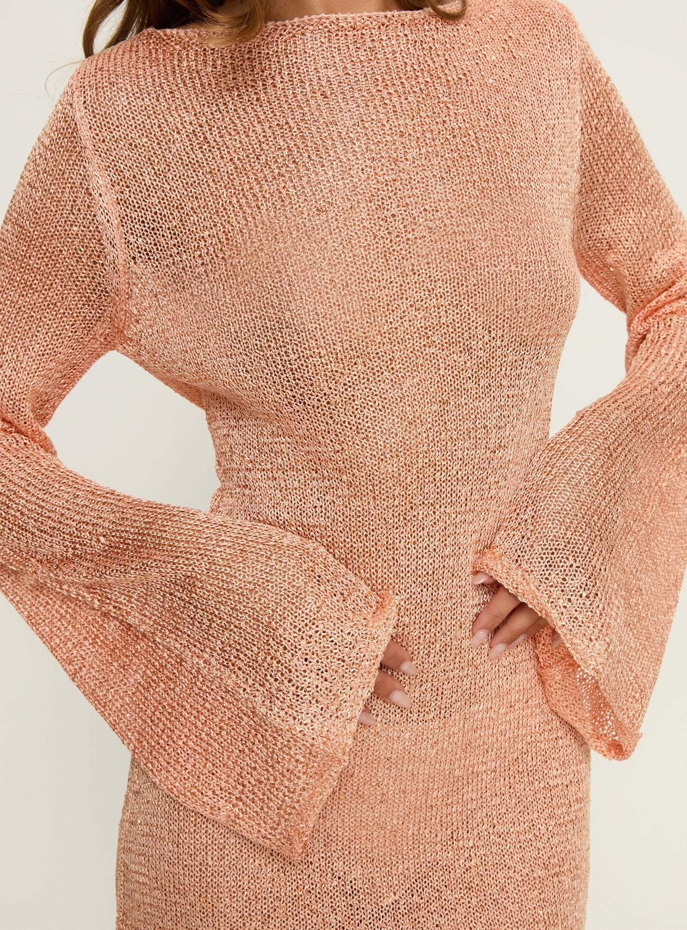 Saidee Long Sleeve Knit Mini Dress Orange - Image 6