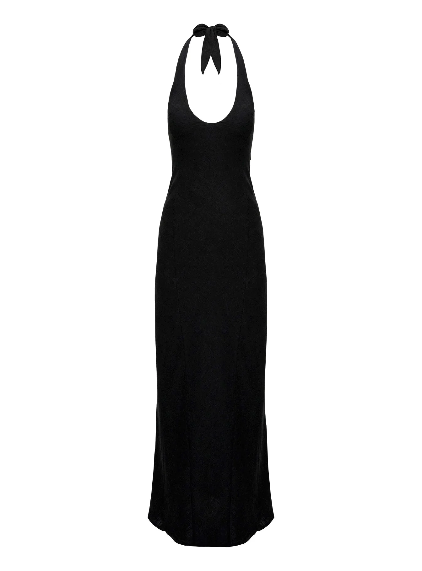 Salone Linen Halter Maxi Dress Black - Image 5
