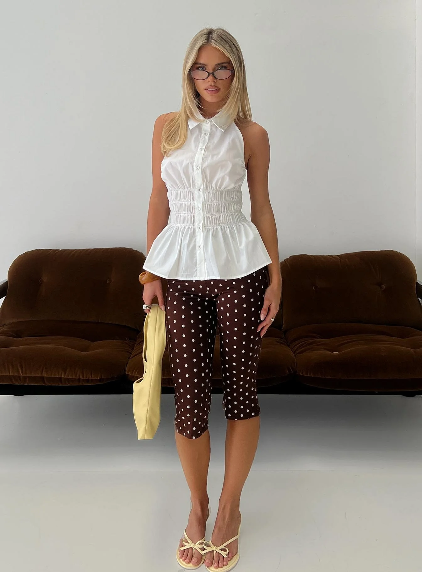 Samaira Capri Pant Brown Polka Dot - Image 7