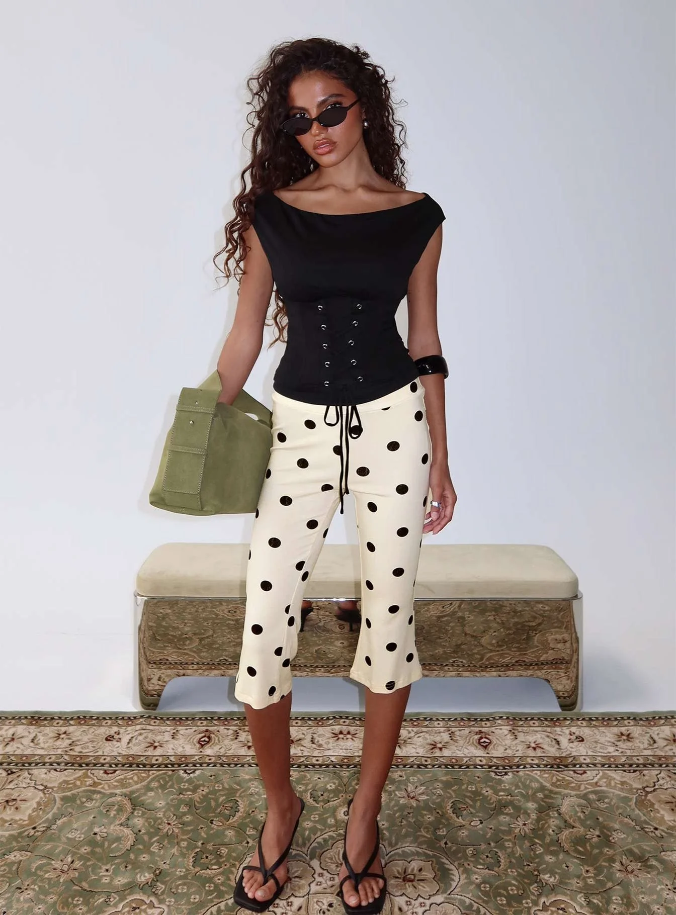 Samaira Capri Pant Cream Polka Dot - Image 8