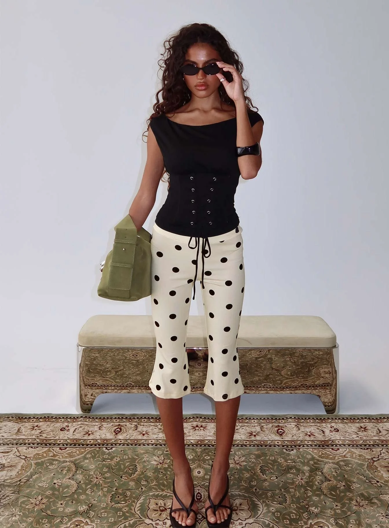 Samaira Capri Pant Cream Polka Dot - Image 9