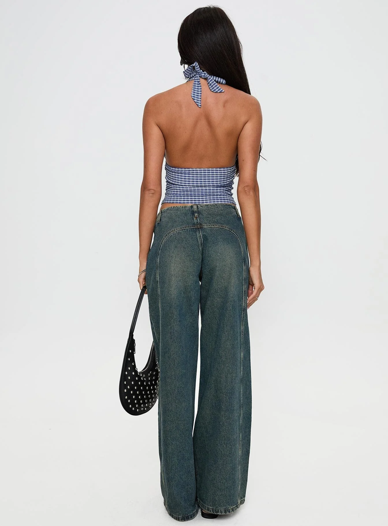 San Mateo Low Rise Wide Leg Tie Up Jeans Vintage Wash - Image 4
