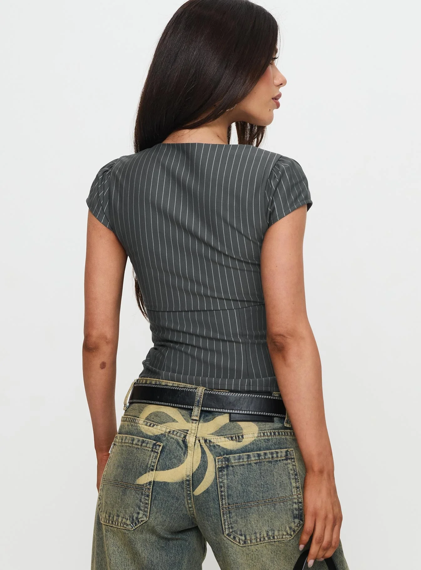 Santa Cruz Zip Through Top Grey Pinstripe - Image 5