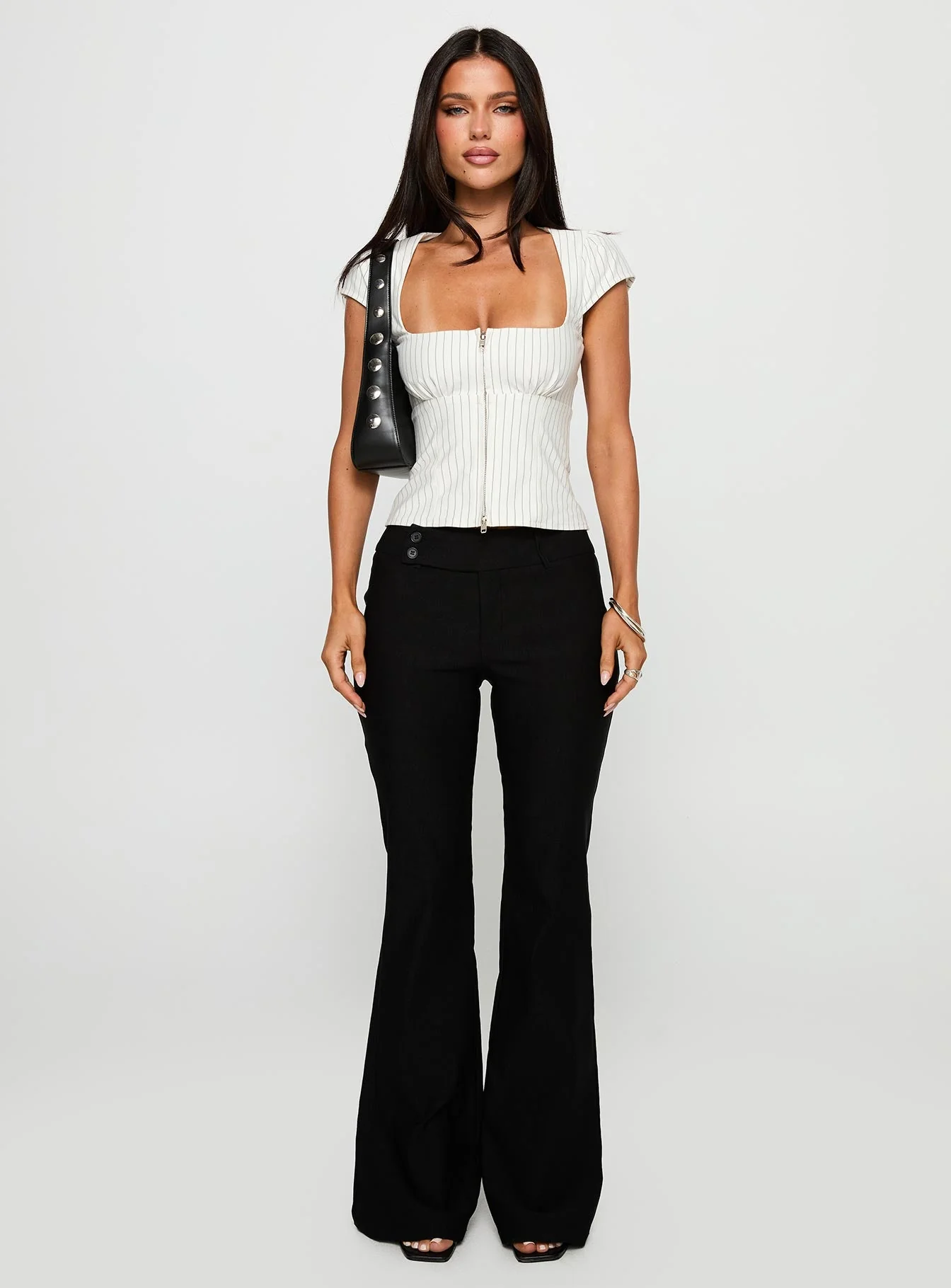 Santa Cruz Zip Through Top White Pinstripe - Image 7