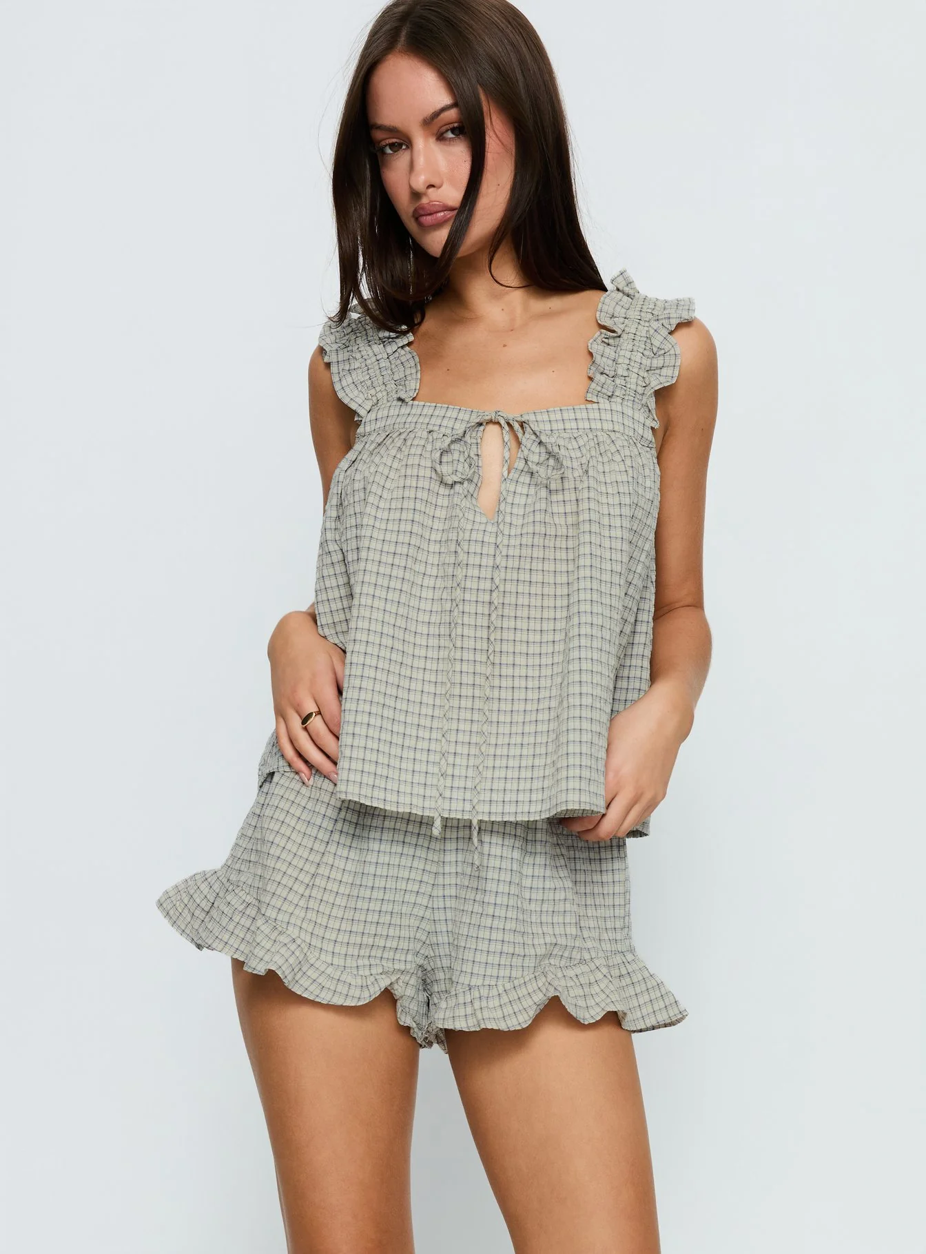 Santabelle Frill Shorts Check - Image 2