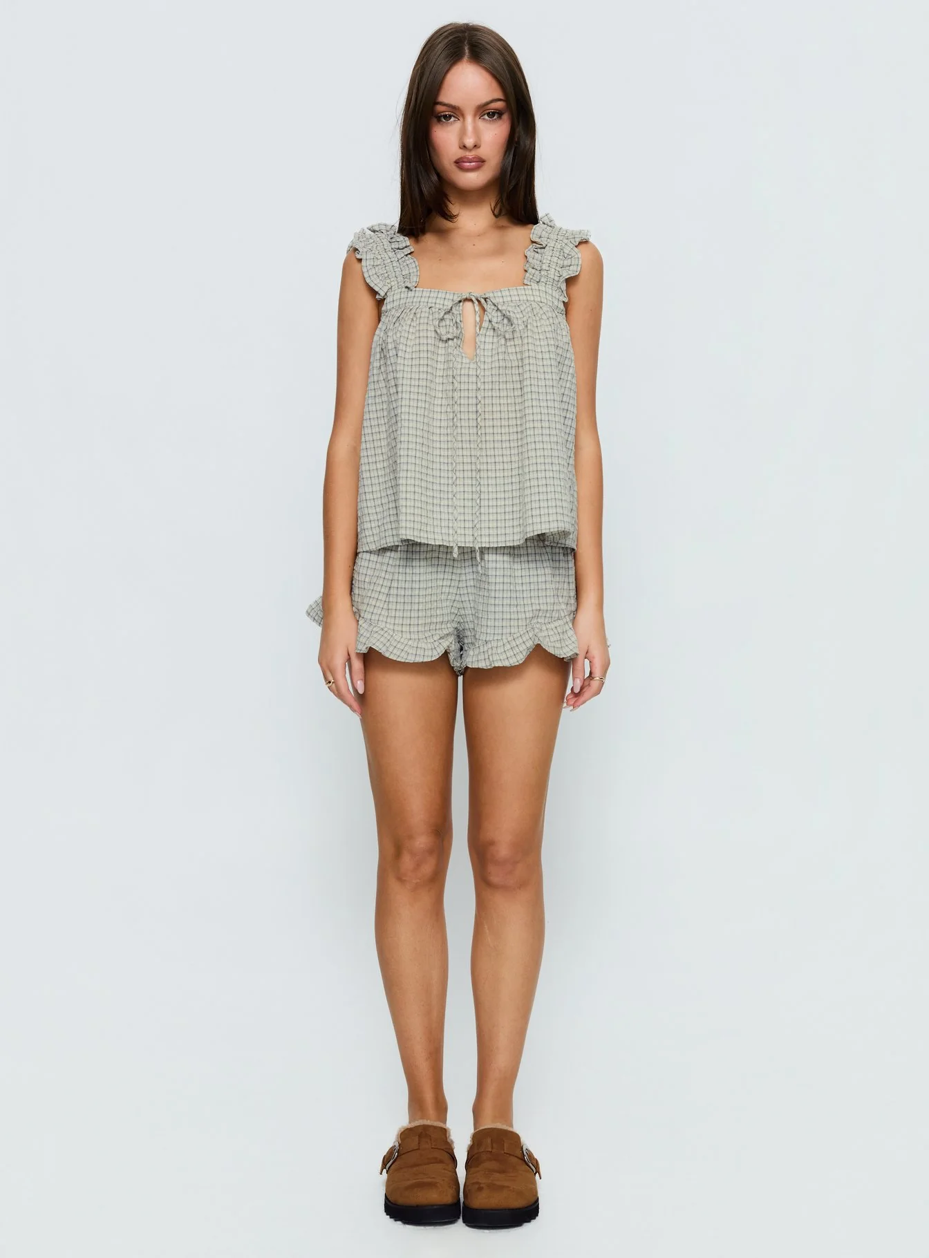 Santabelle Frill Shorts Check - Image 7