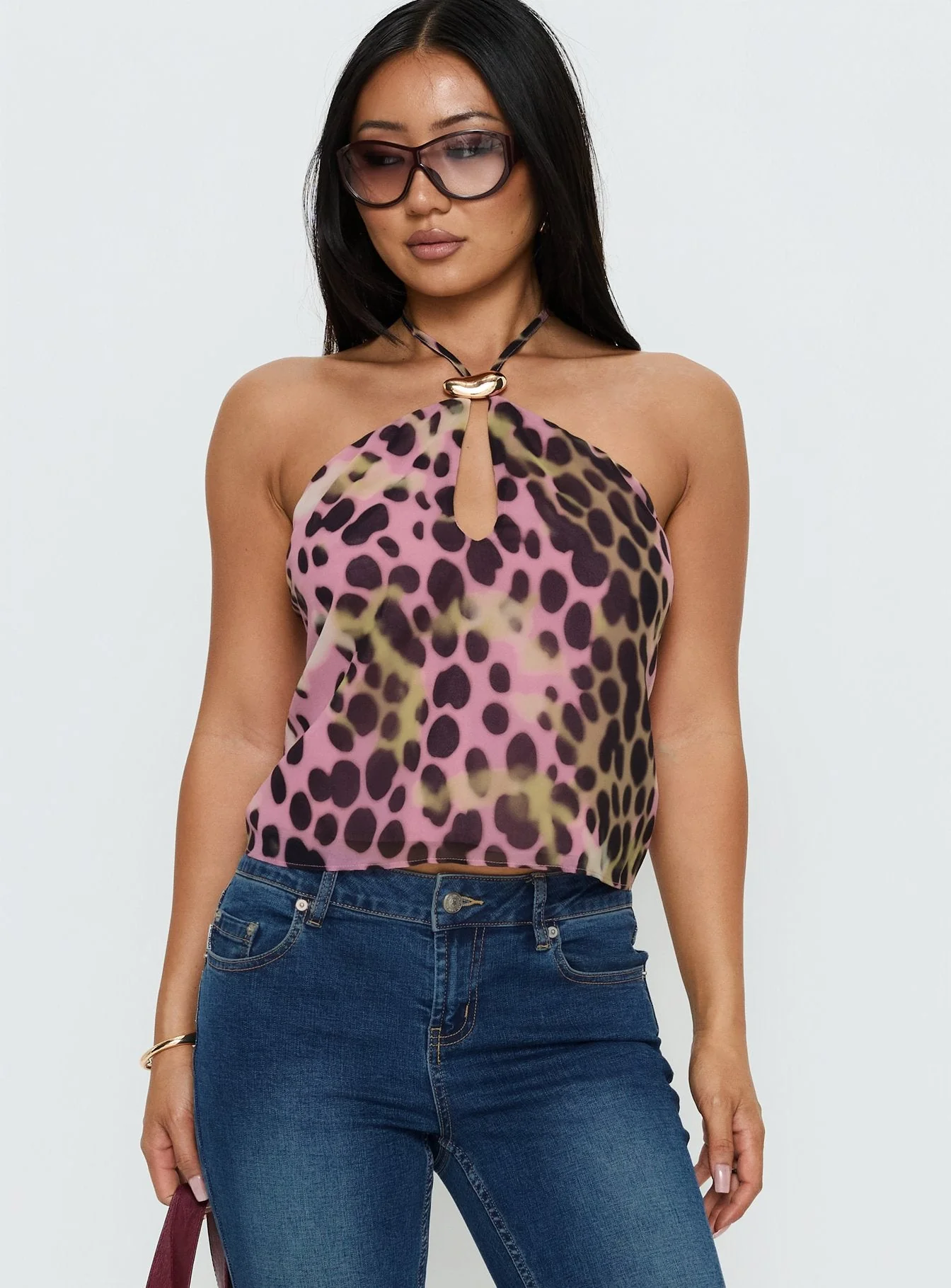 Santorini Crush Hardware Detail Top Pink Multi - Image 2