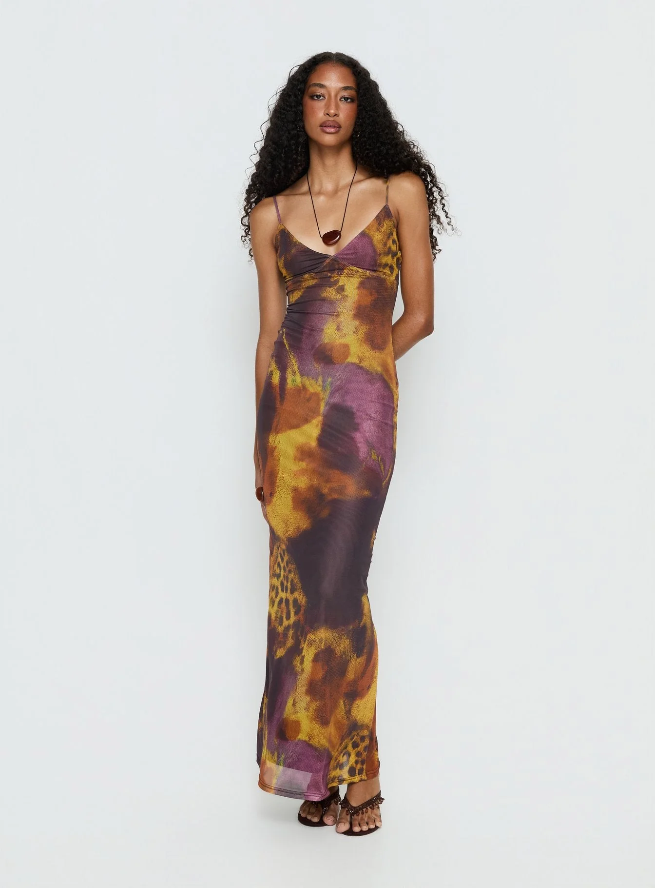 Saphrona V Neck Maxi Dress Leopard Blur - Image 2