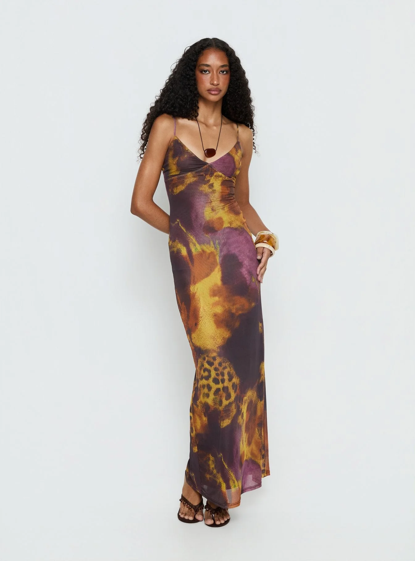 Saphrona V Neck Maxi Dress Leopard Blur - Image 3