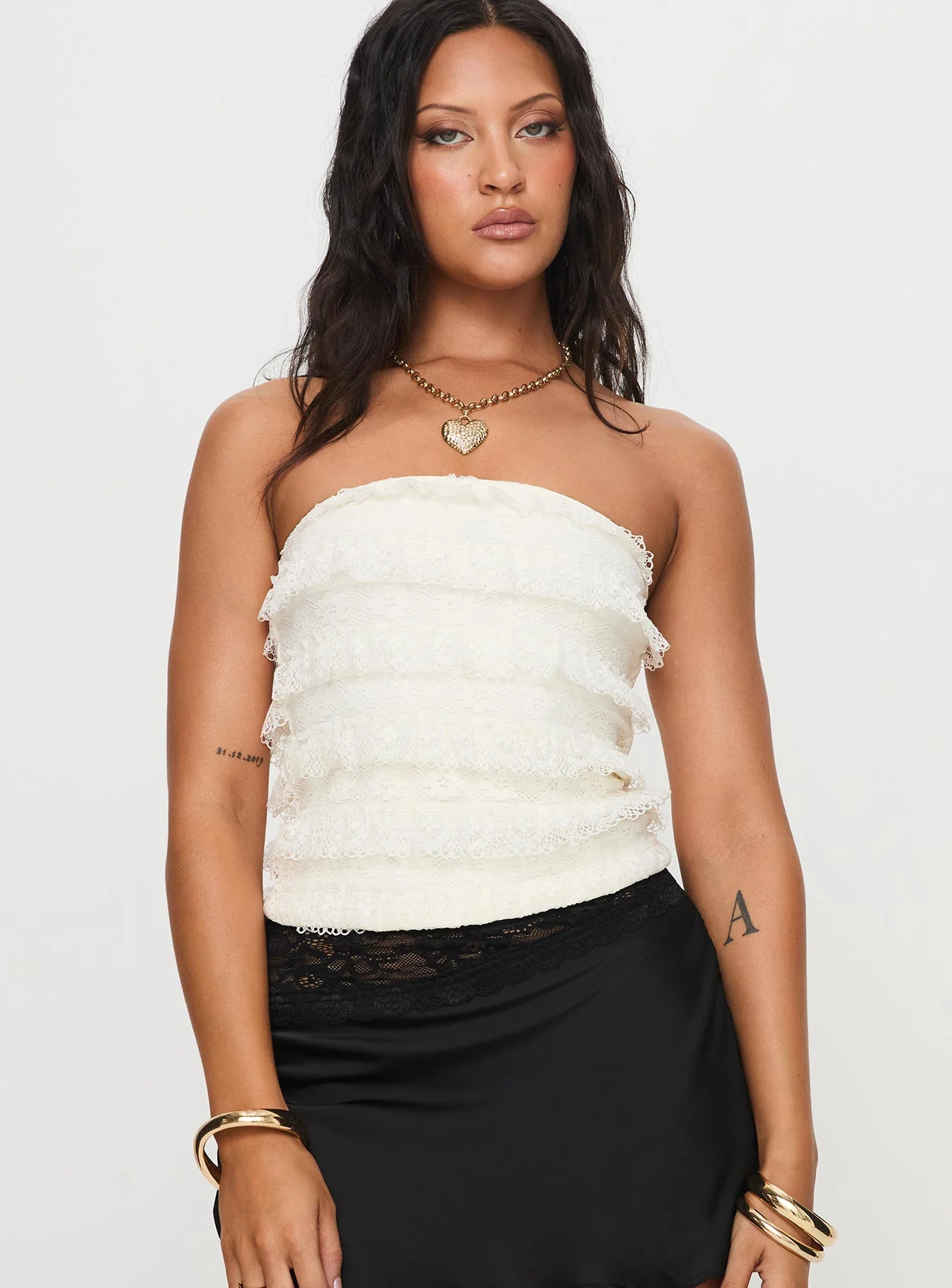 Saturn Returns Strapless Lace Top Cream - Image 2