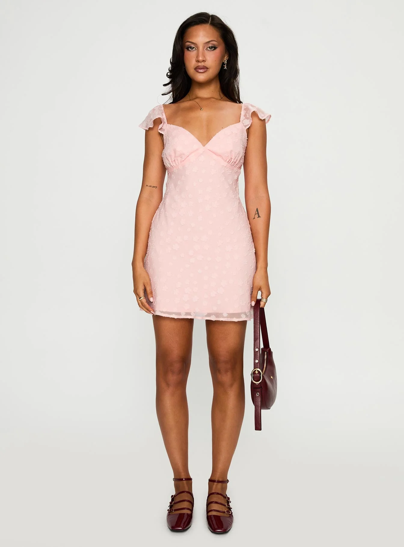 Savie Broderie Mini Dress Pink - Image 7