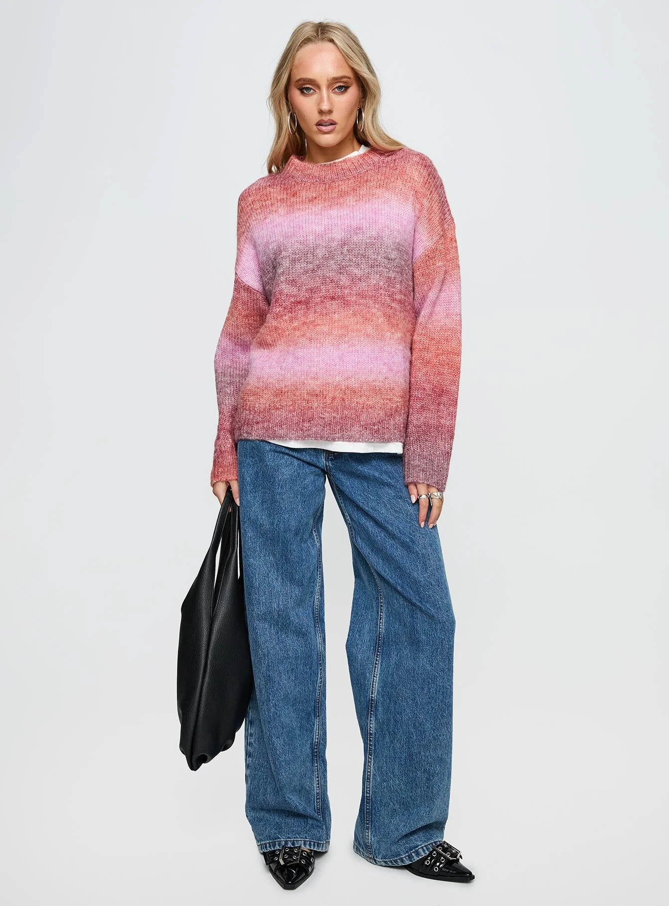 Say No More Knit Sweater Pink Stripe - Image 2