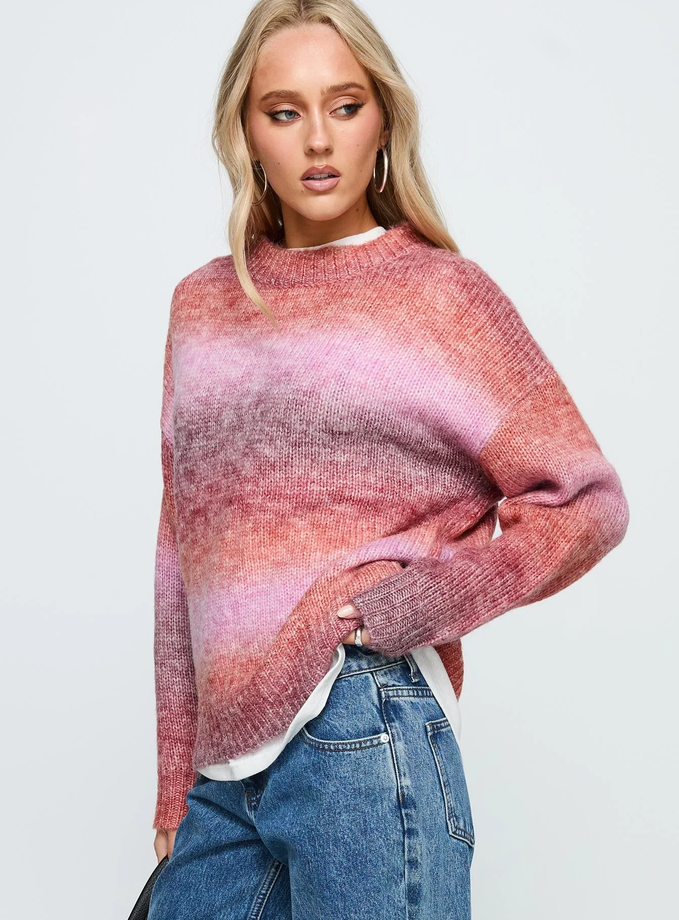 Say No More Knit Sweater Pink Stripe - Image 3