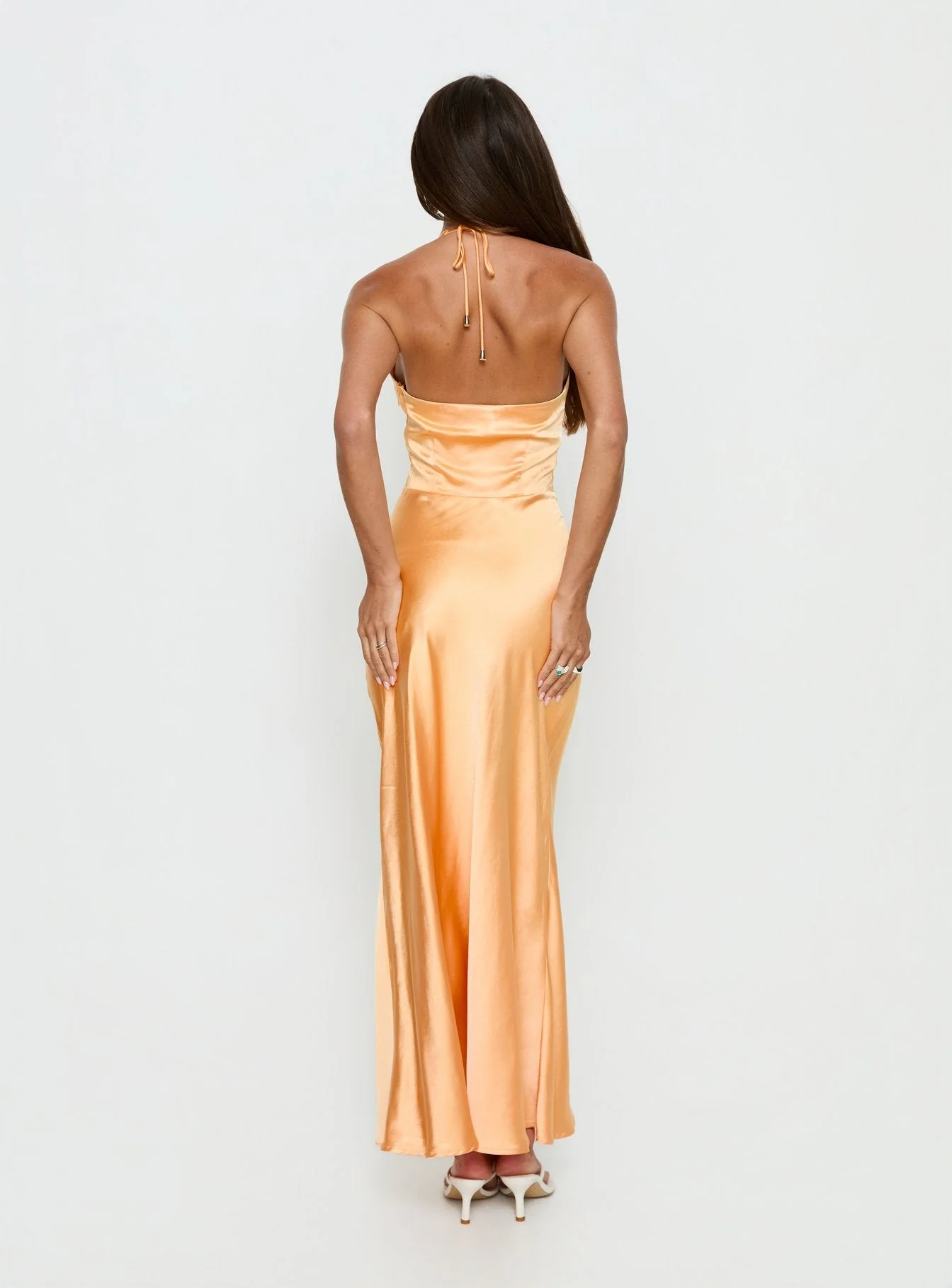 Sazenna Halter Plunge Maxi Dress Orange - Image 5