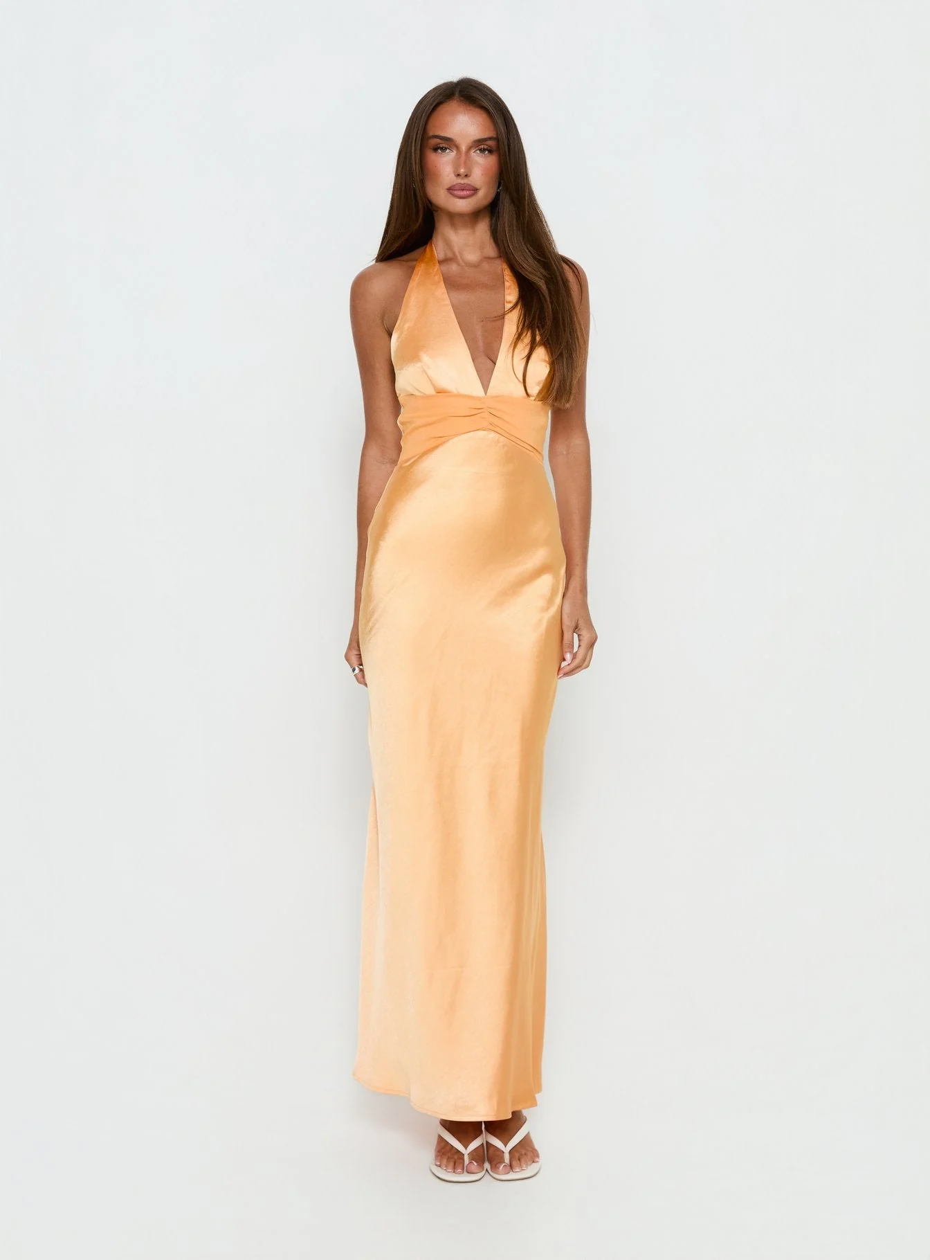 Sazenna Halter Plunge Maxi Dress Orange - Image 7