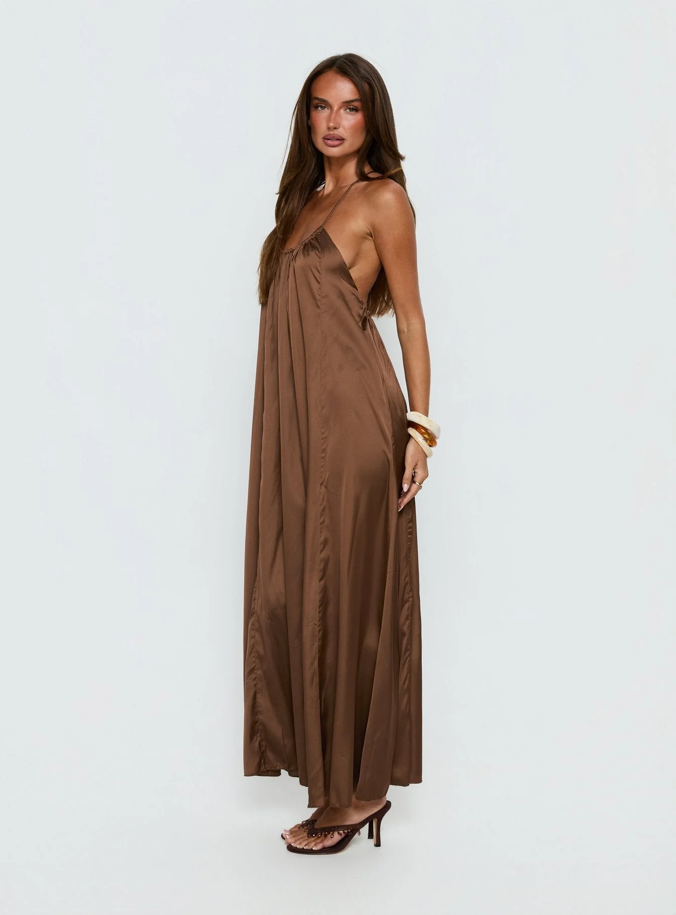 Seatides Scoop Maxi Dress Chocolate - Image 3