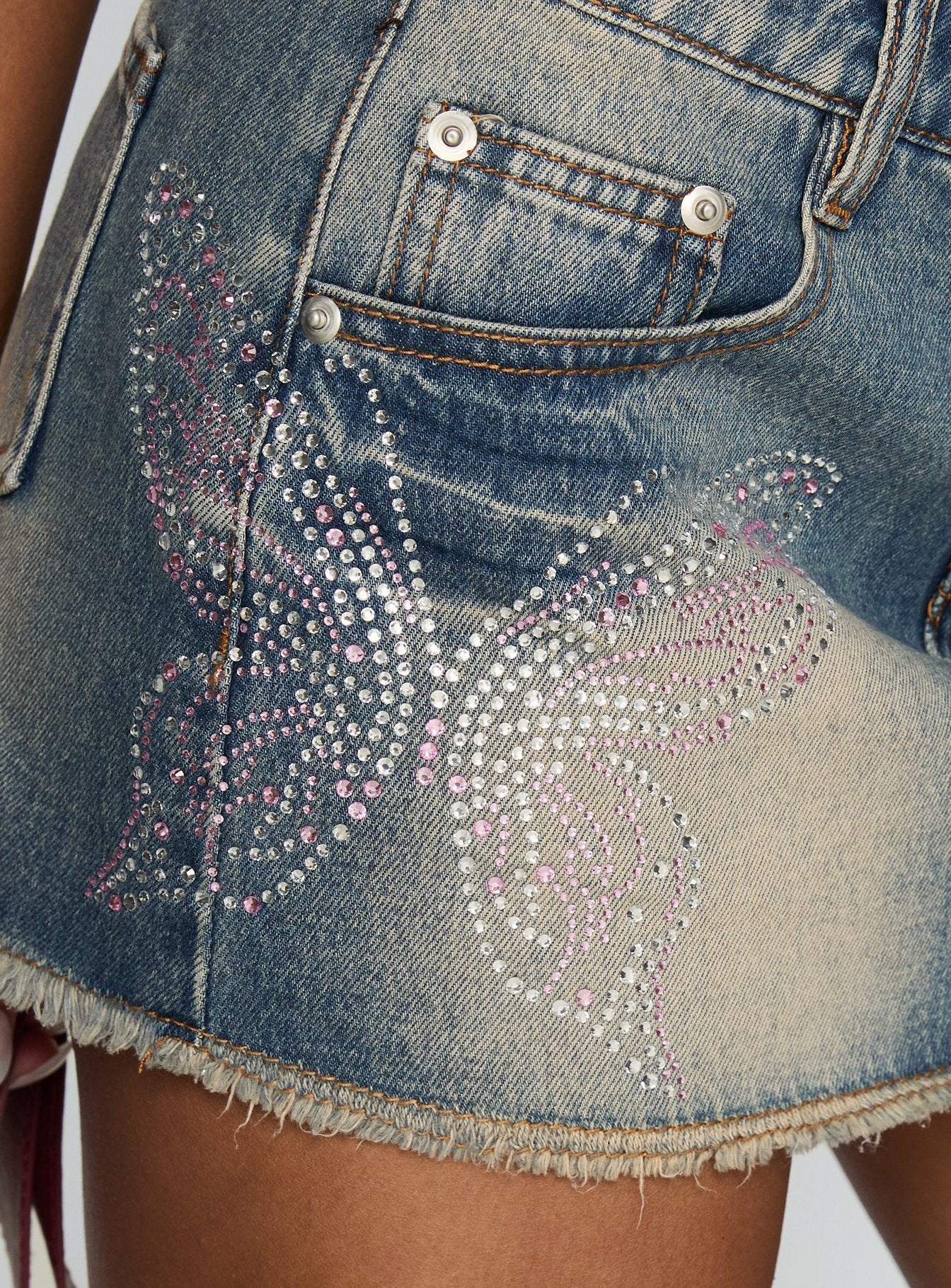 Second Guessing Butterfly Diamante Skort Blue - Image 7