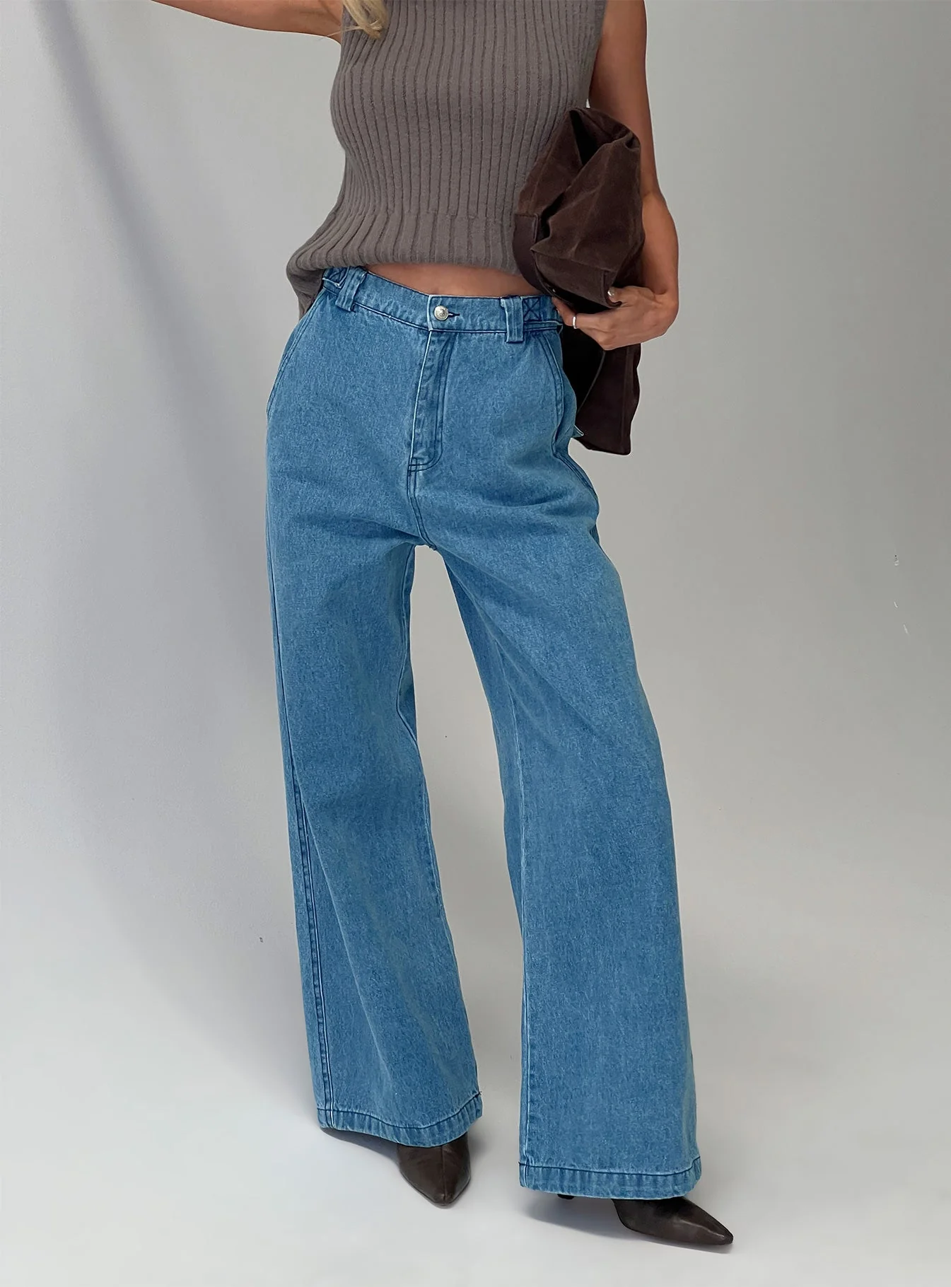 Seeker Mid Rise Wide Leg Jeans Denim