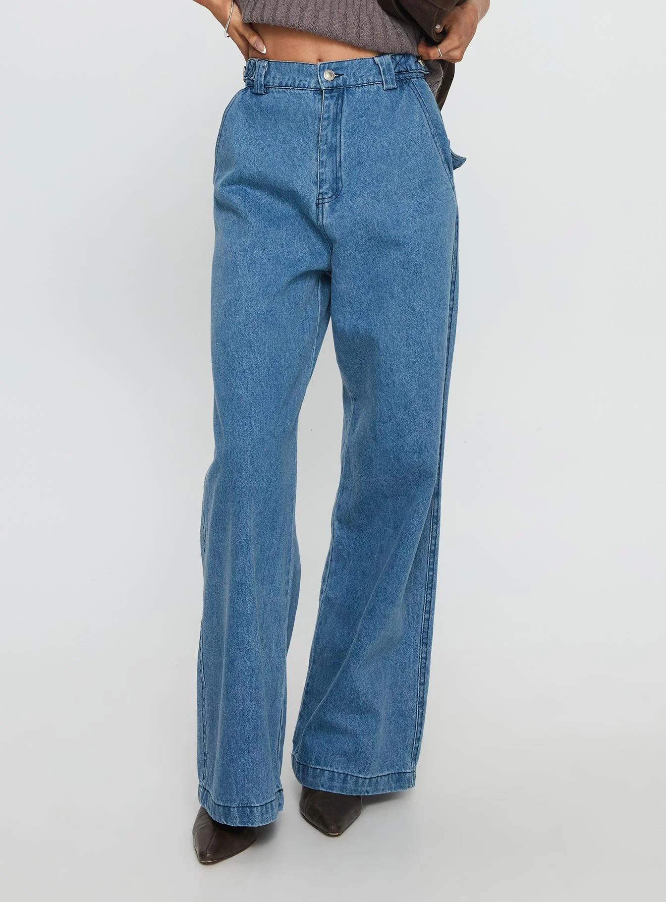 Seeker Mid Rise Wide Leg Jeans Denim - Image 2