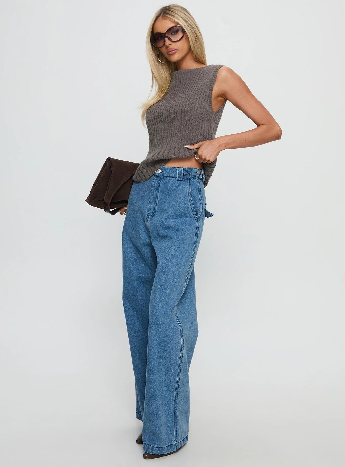 Seeker Mid Rise Wide Leg Jeans Denim - Image 4