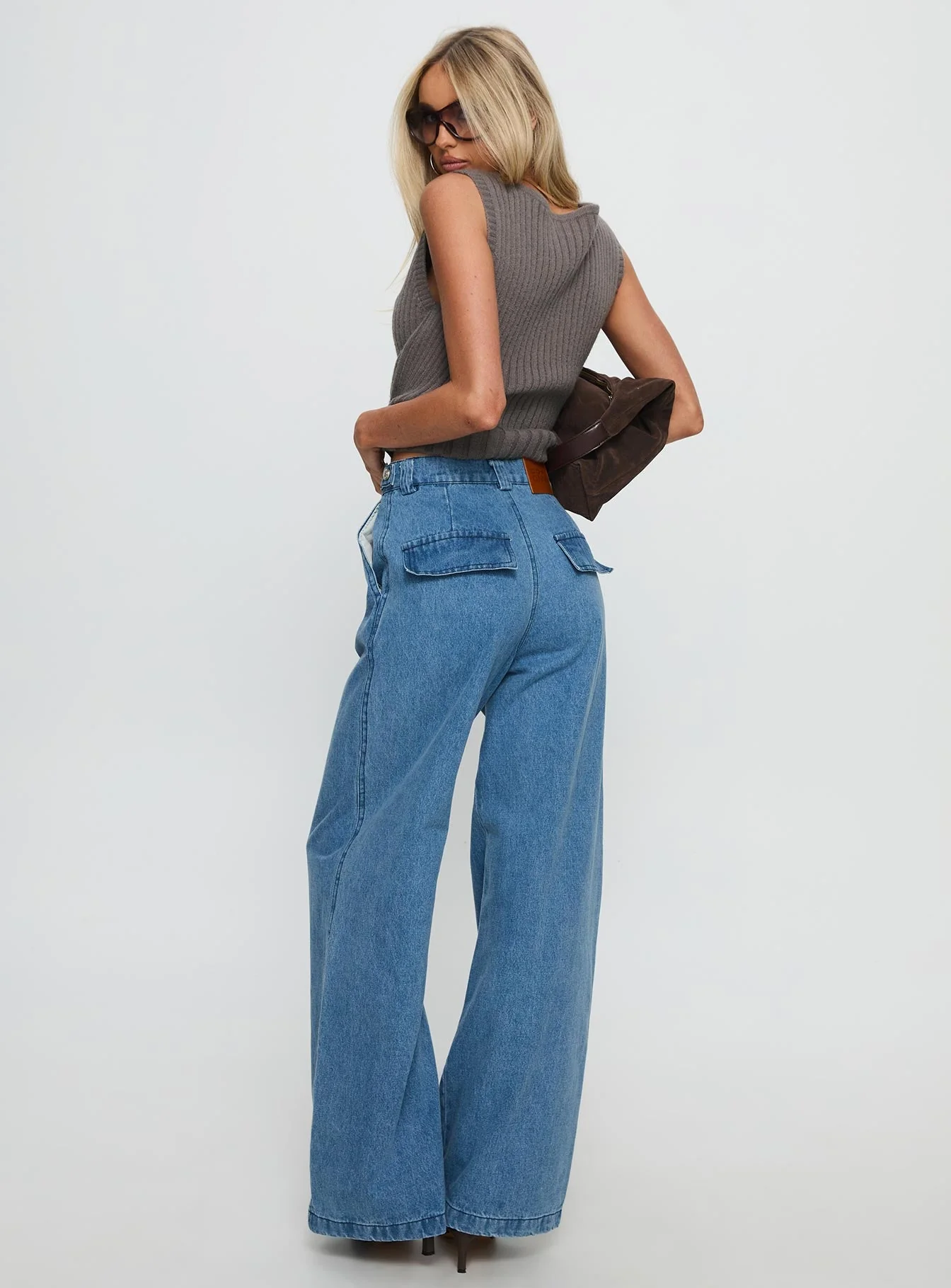 Seeker Mid Rise Wide Leg Jeans Denim - Image 5