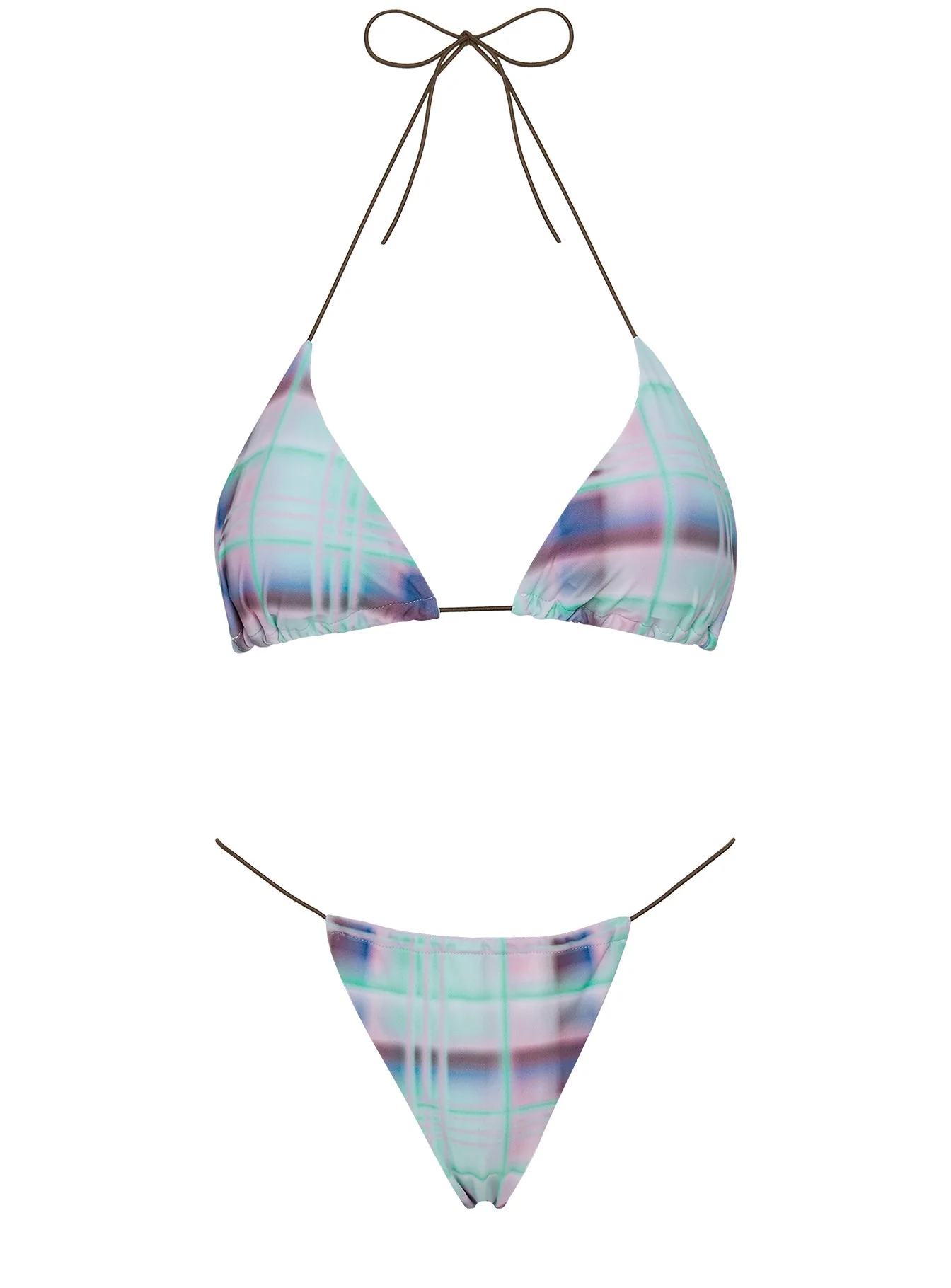 Selbie String Ruched Bikini Bottom Blue Multi - Image 5
