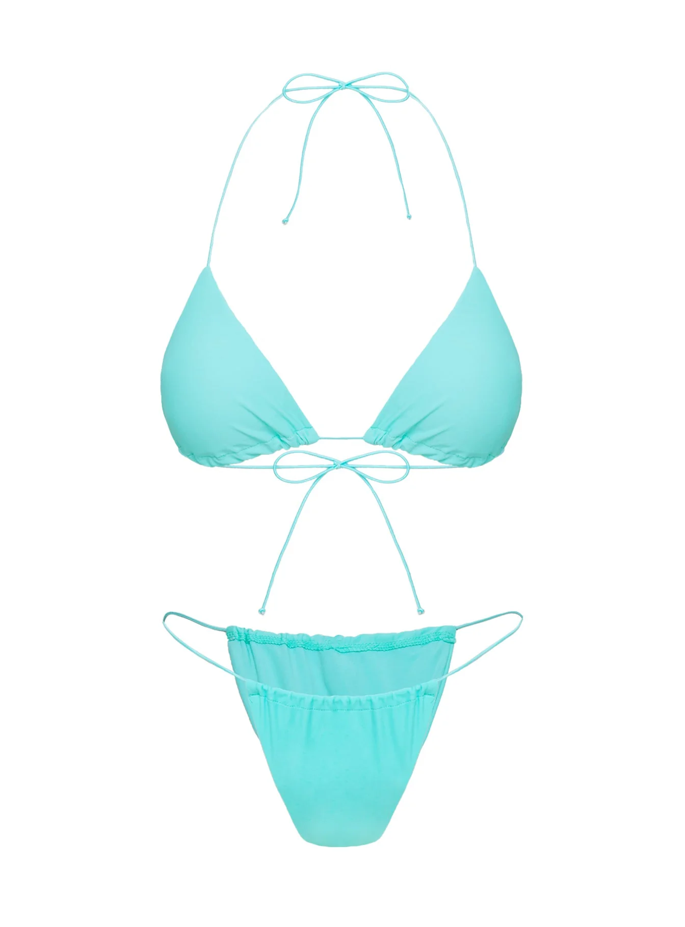 Selbie String Ruched Bikini Bottom White / Blue - Image 5