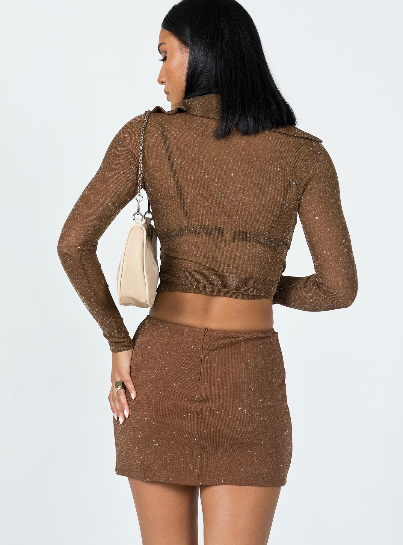 Selby Mini Skirt Brown Glitter - Image 5