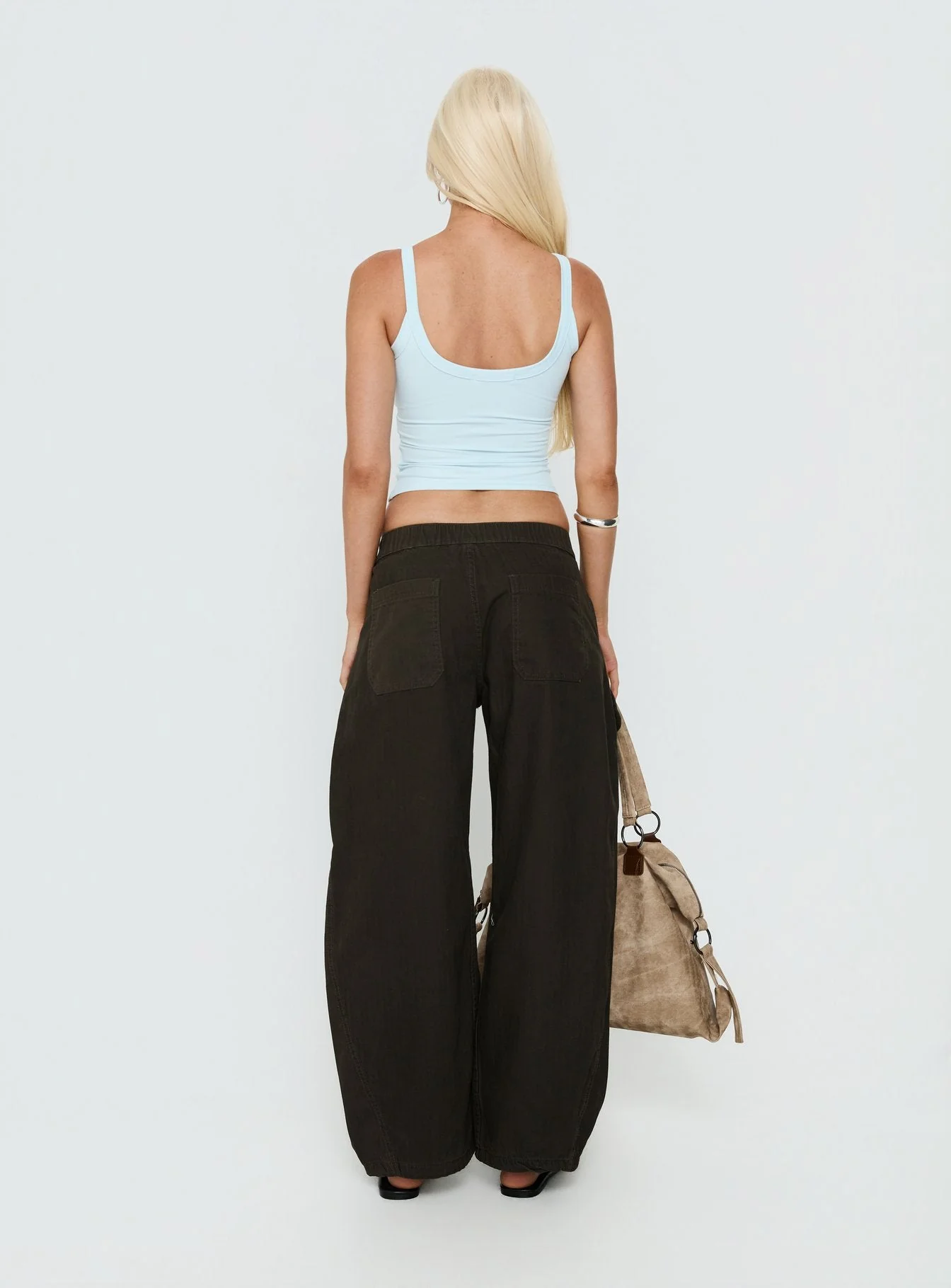 Selective Memory Low Rise Wide Leg Cargo Pants Dark Charcoal - Image 5