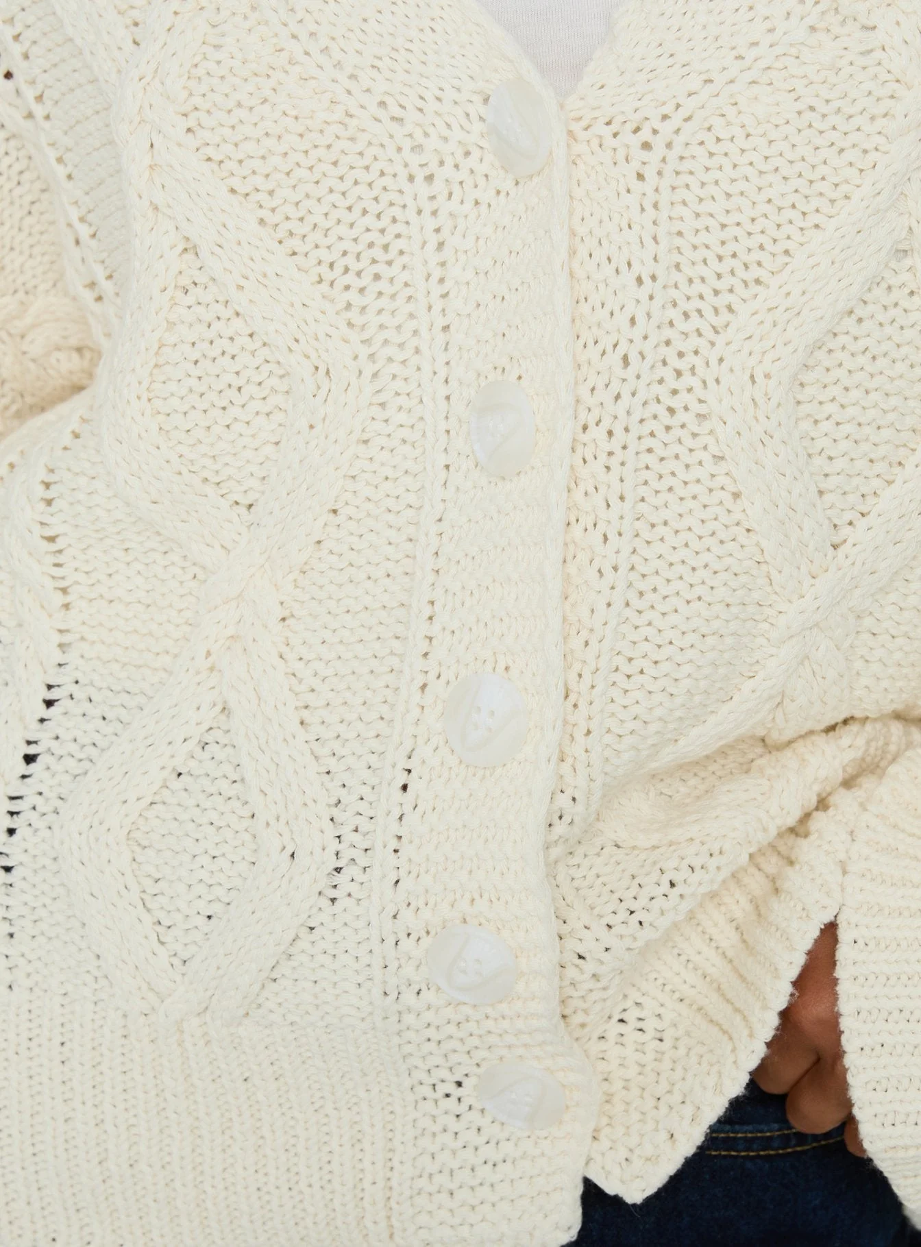 Selfless Love Cable Knit Cardigan Cream - Image 6