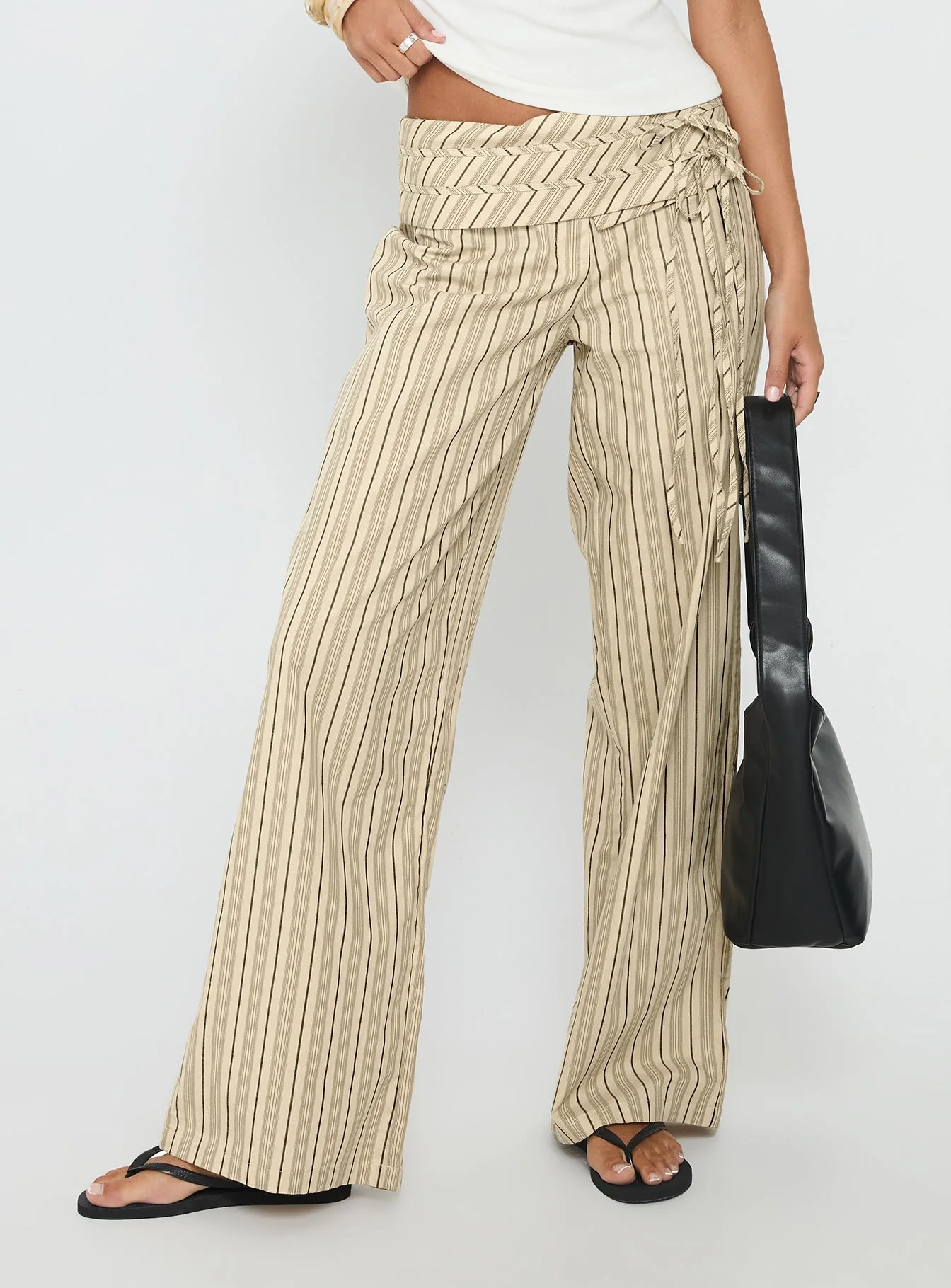 Seneca Wrap Pant Beige Stripe - Image 2