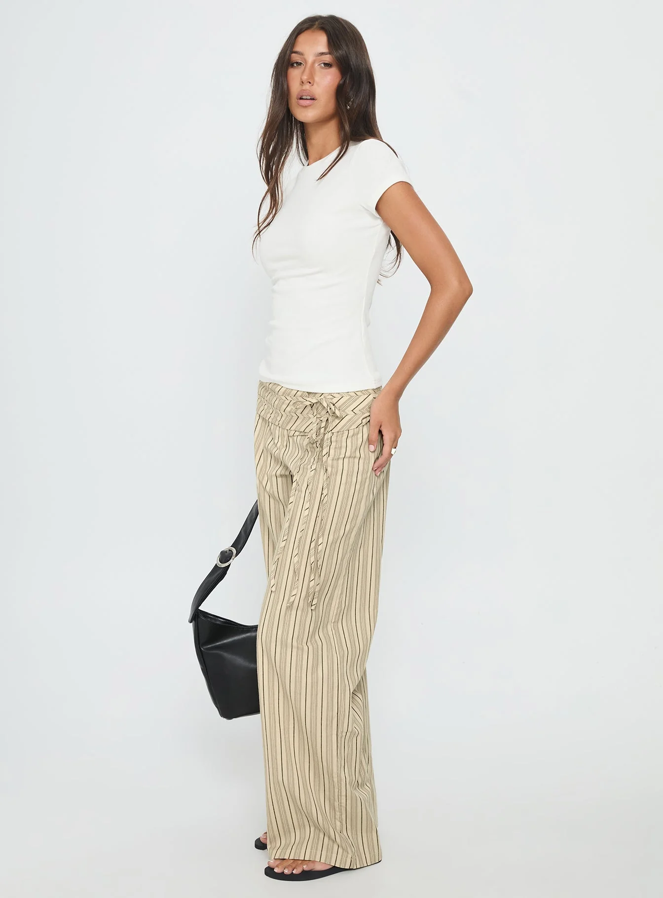 Seneca Wrap Pant Beige Stripe - Image 4