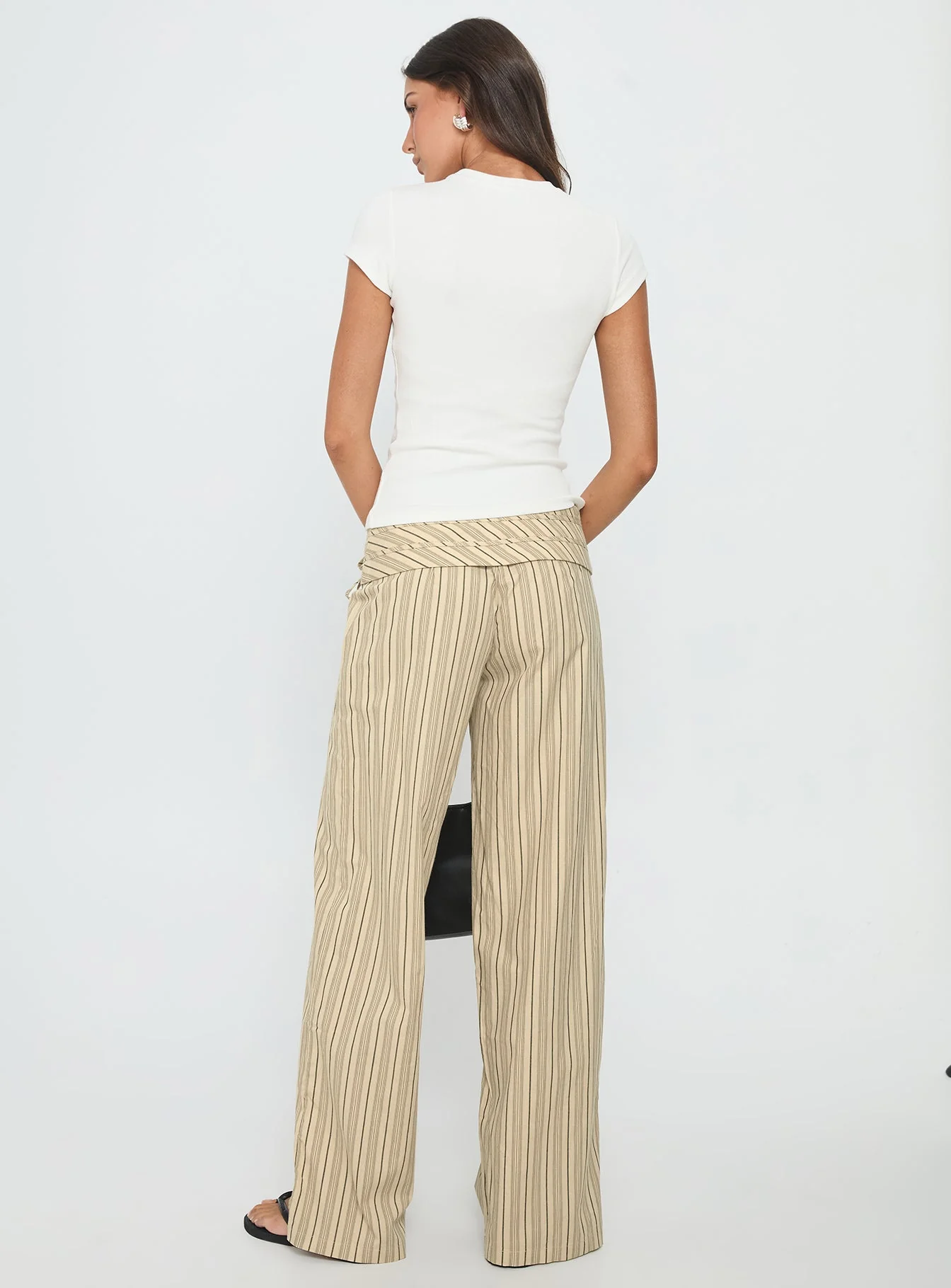Seneca Wrap Pant Beige Stripe - Image 5
