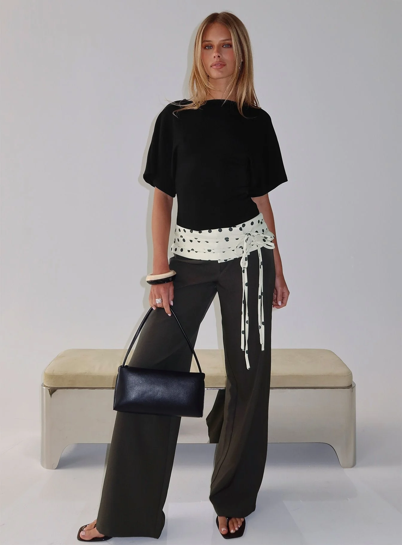 Seneca Wrap Pants Charcoal Polka Dot