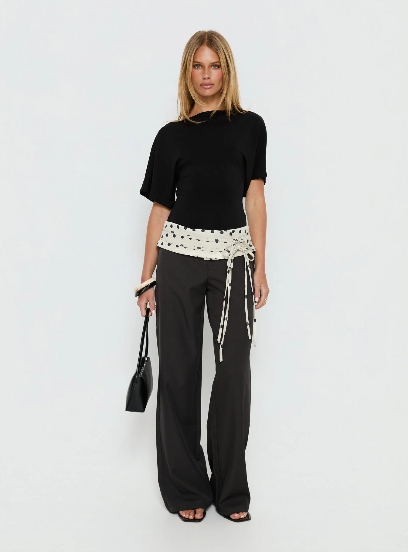 Seneca Wrap Pants Charcoal Polka Dot - Image 3