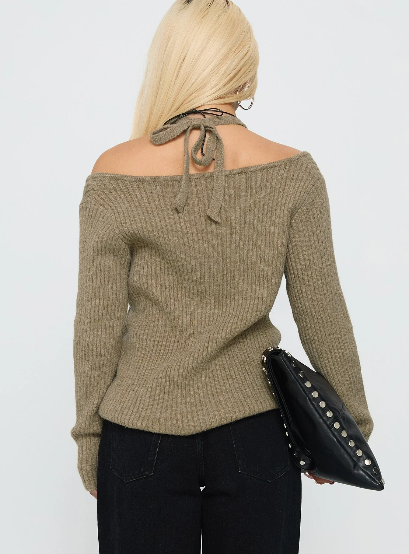 Sensibility Halter Detail Knit Sweater Green - Image 5