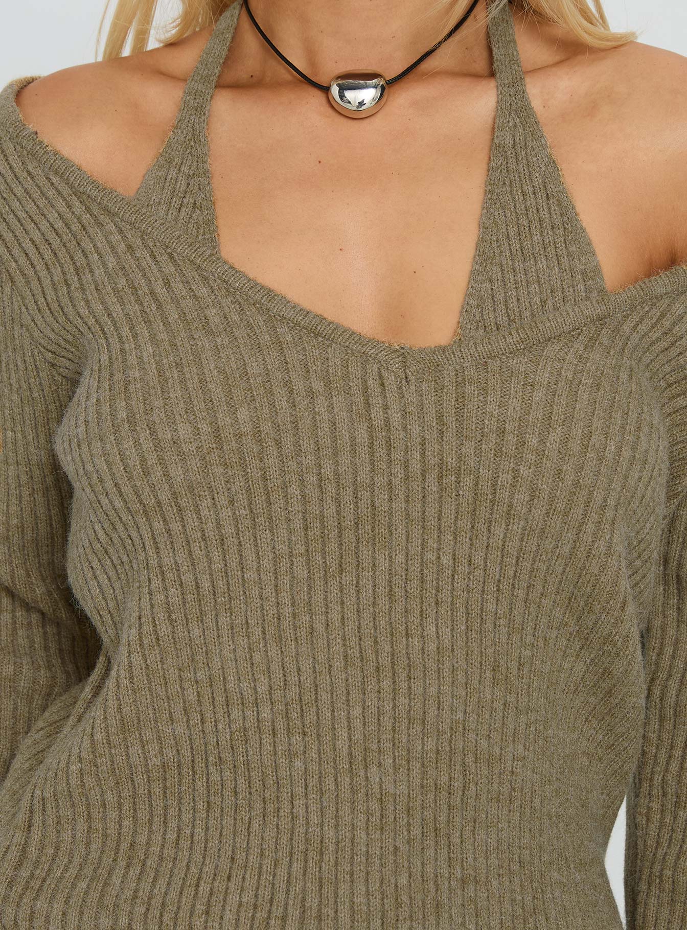 Sensibility Halter Detail Knit Sweater Green - Image 6