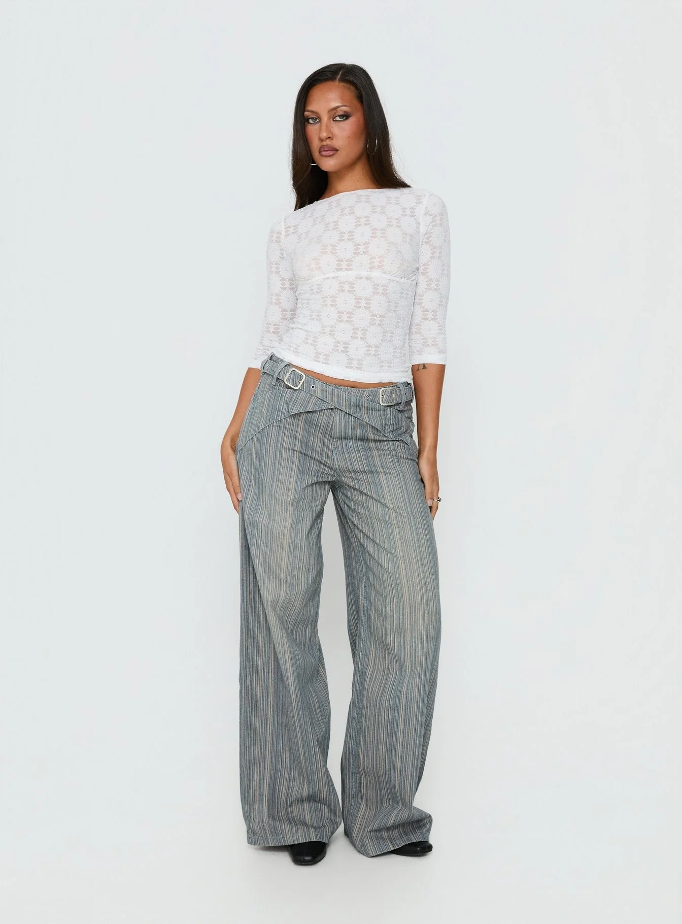 Seraphim Textured 3/4 Sleeve Top White - Image 3