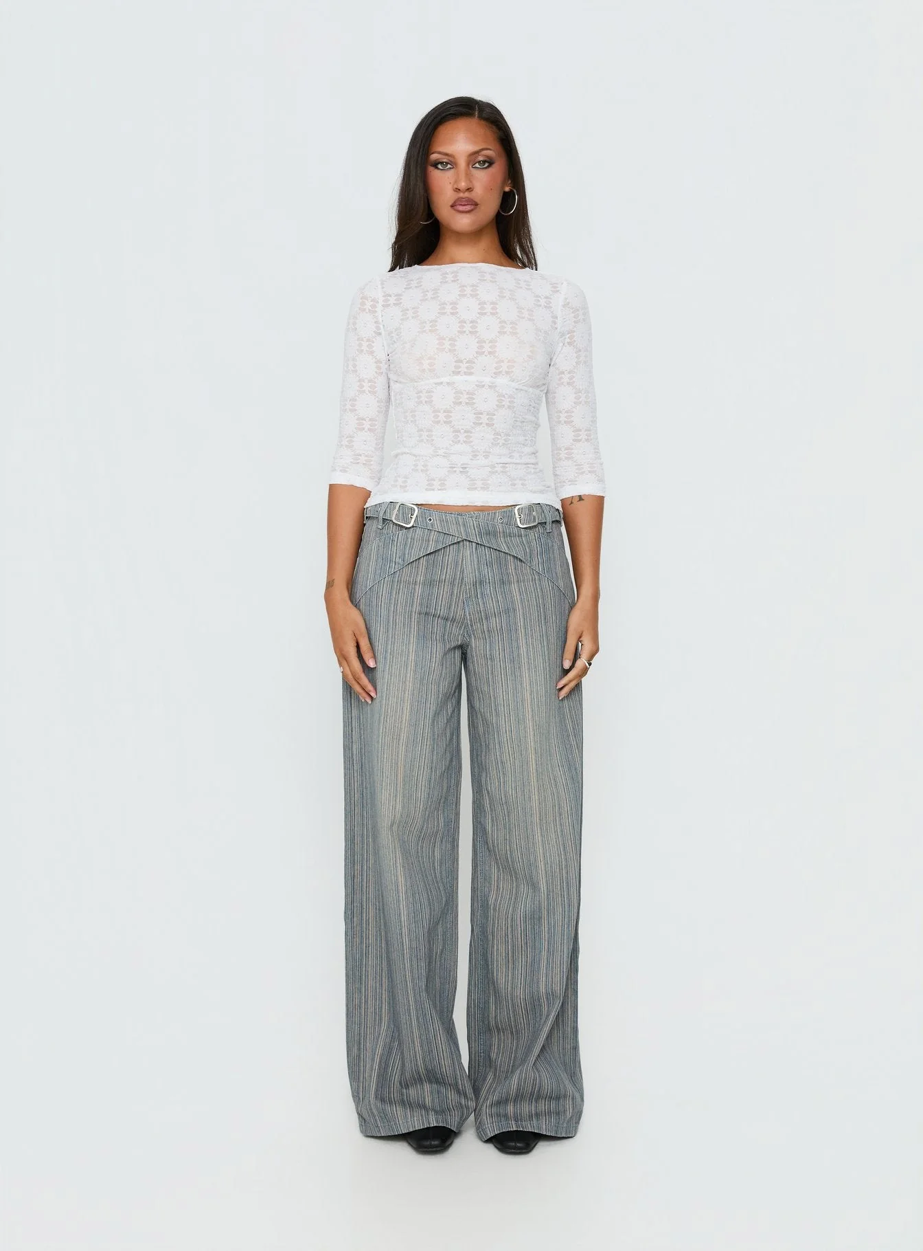 Seraphim Textured 3/4 Sleeve Top White - Image 7