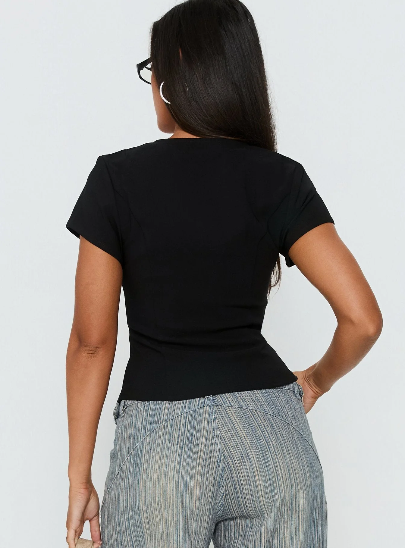 Serefina Short Sleeve Top Black - Image 5
