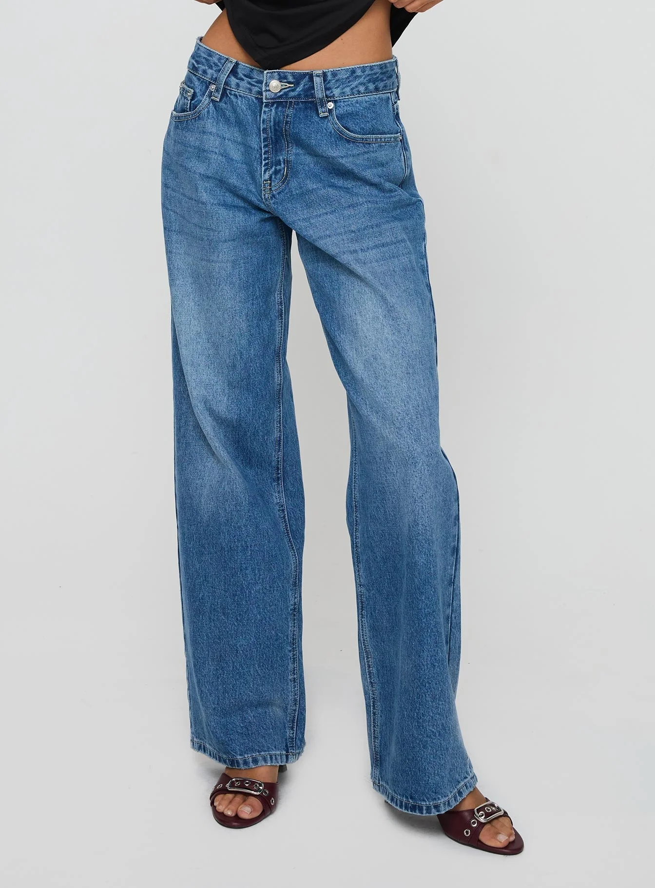 Serenitia Mid Rise Straight Leg Jeans Mid Blue Wash Tall - Image 2