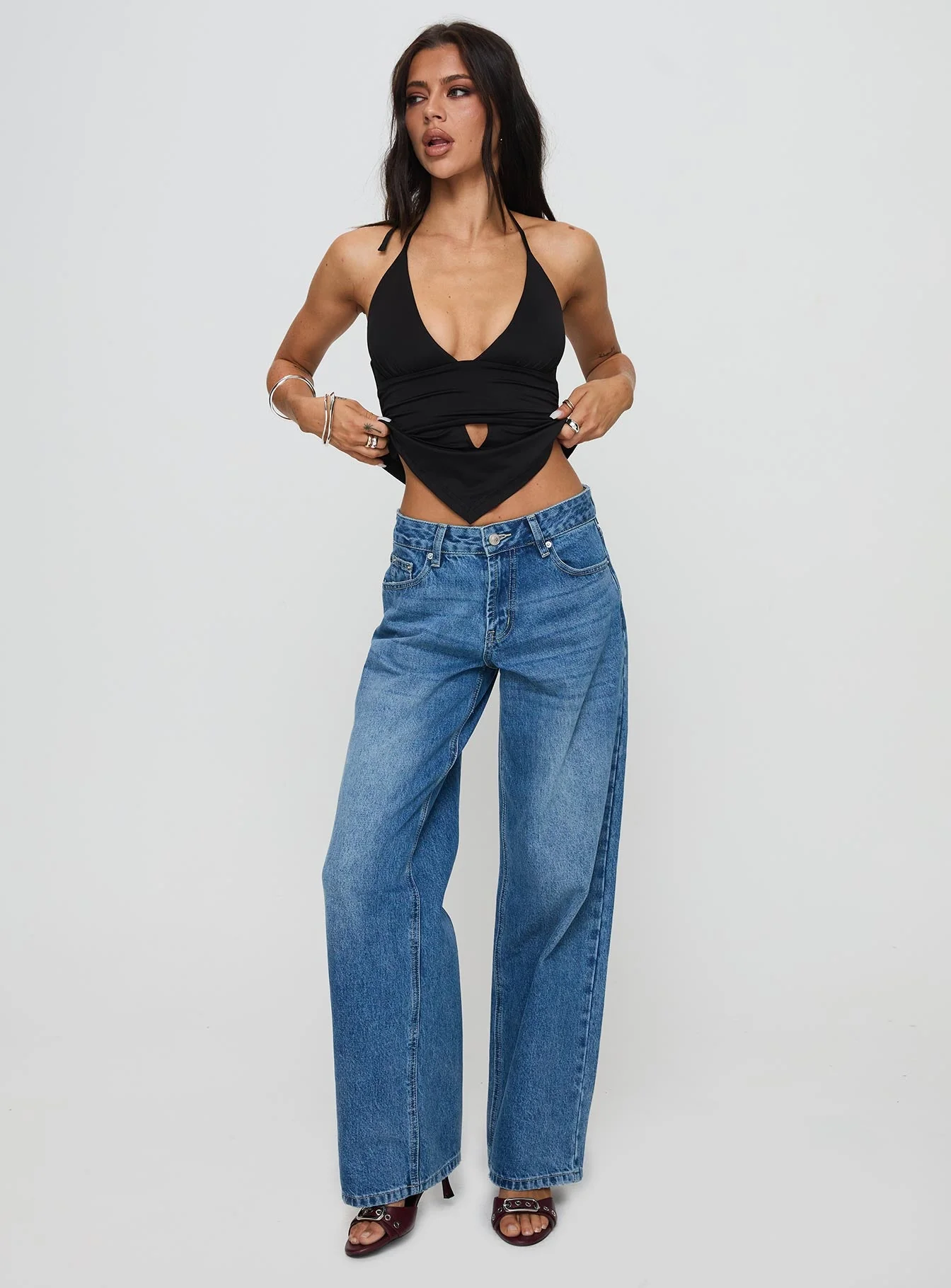 Serenitia Mid Rise Straight Leg Jeans Mid Blue Wash Tall - Image 3