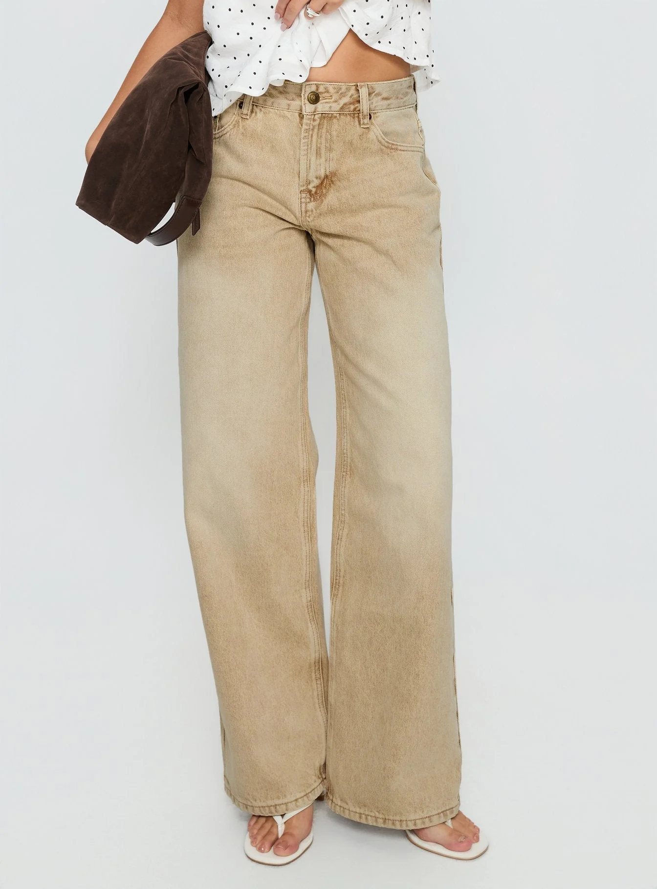Serenitia Mid Rise Relaxed Jeans Sandy Brown Wash - Image 3