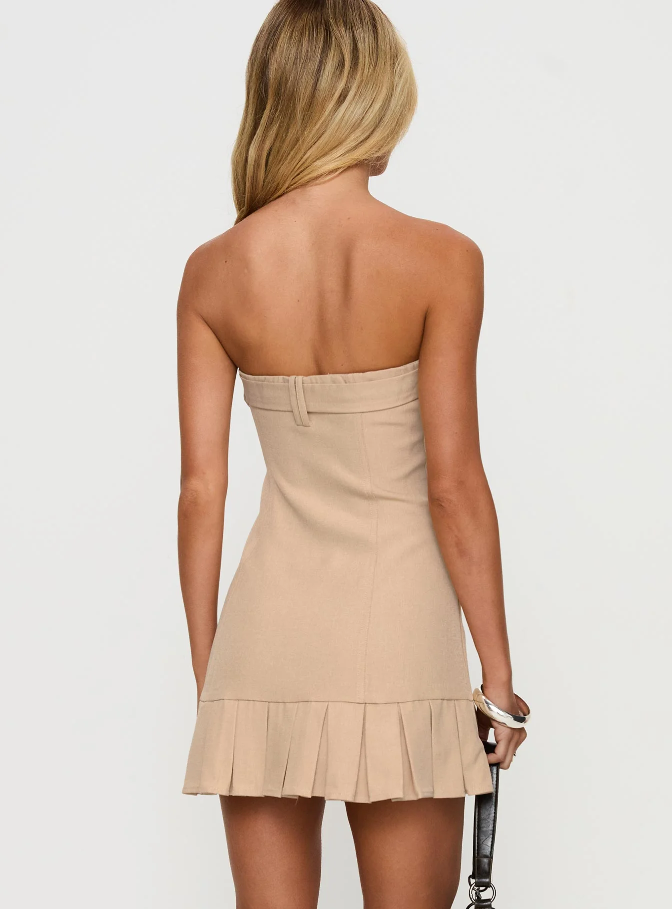 Sesamie Belted Mini Dress Beige - Image 5