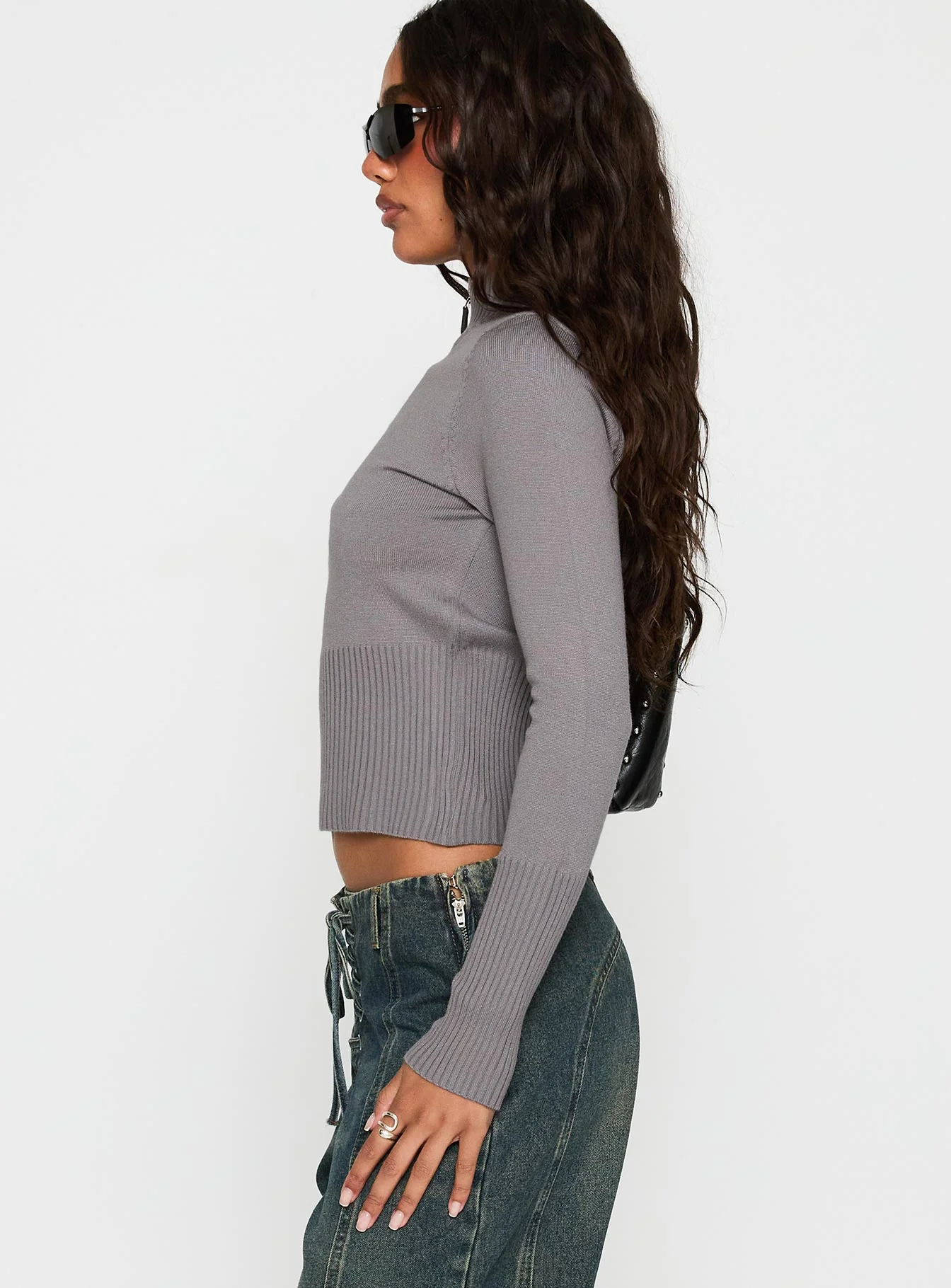 Set Adrift Zip Up Knit Sweater Mocha - Image 3