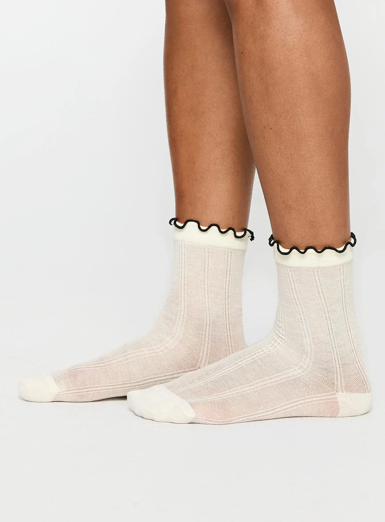 Set For Life Frill Socks White / Black - Image 3