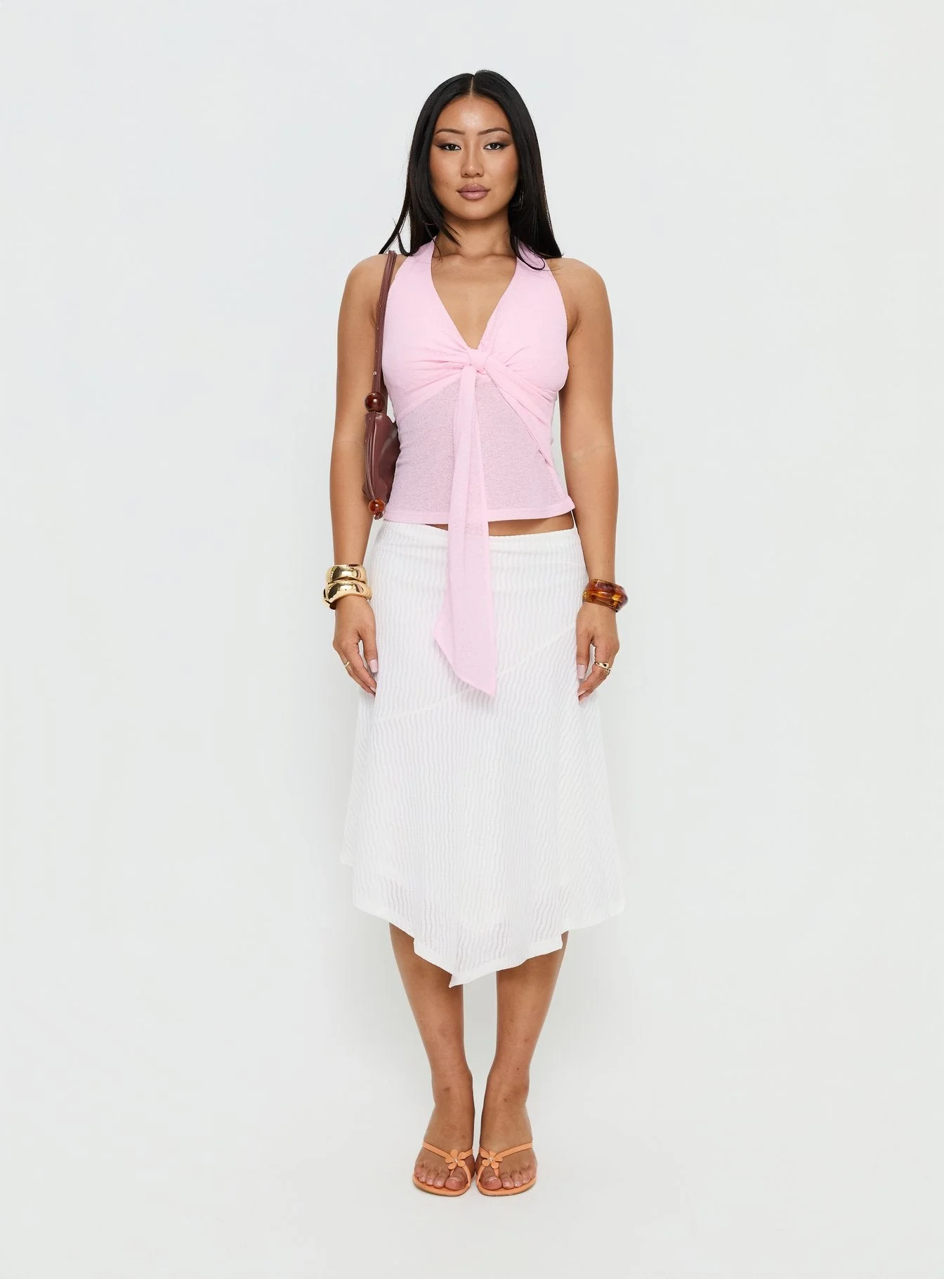 Shaylynn Tie Detail Halter Top Pink - Image 7
